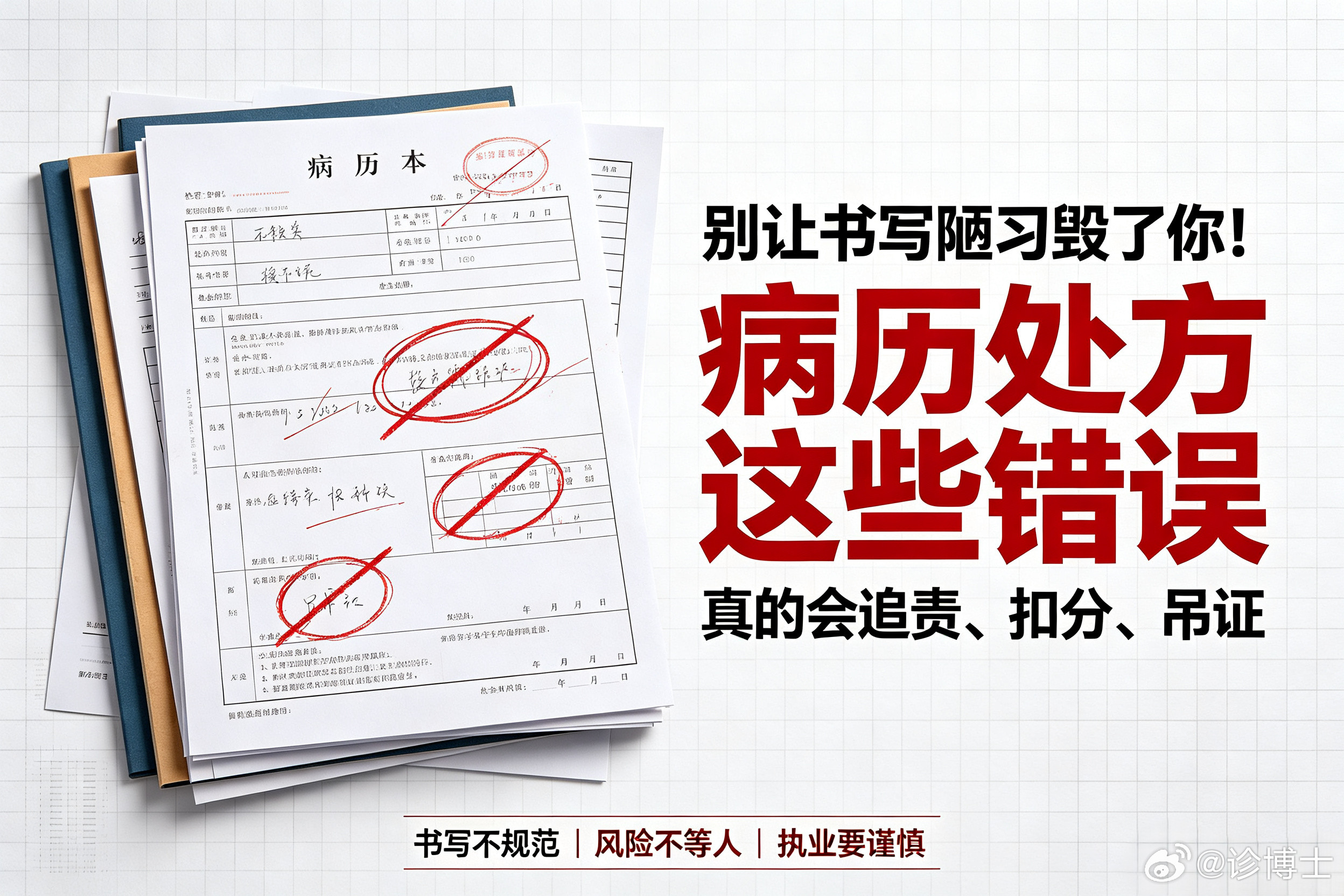 不少基层医生存在重诊疗、轻文书的误区，殊不知病历处方作为法定凭证，是医保稽查、医患纠纷判定的重要依据