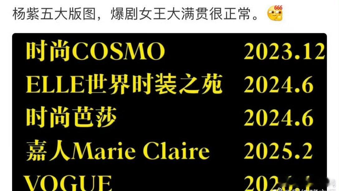 杨紫五大刊满贯爆剧女王应有的待遇🤲🏻火火的很安心作品才是真的硬实力🔥