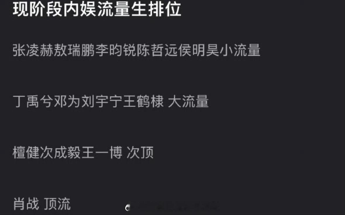 现阶段流量生格局，有异议吗？