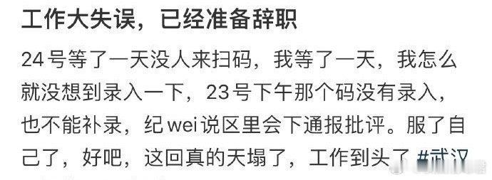工作大失误，已经准备辞职