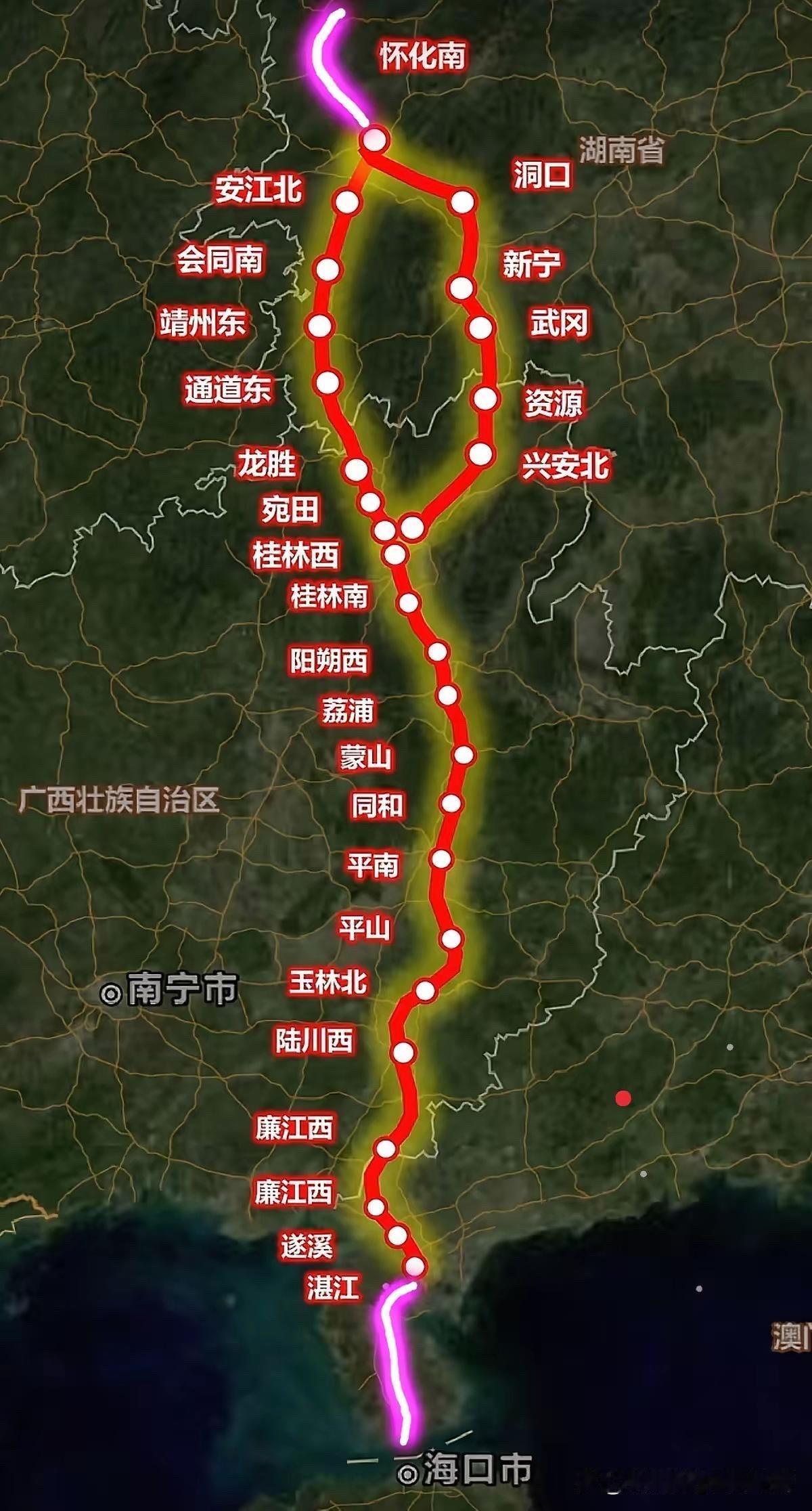 怀桂高铁放在整个路网里，就是张海高铁的一段，由张吉怀-怀桂-桂玉-玉湛-湛海5