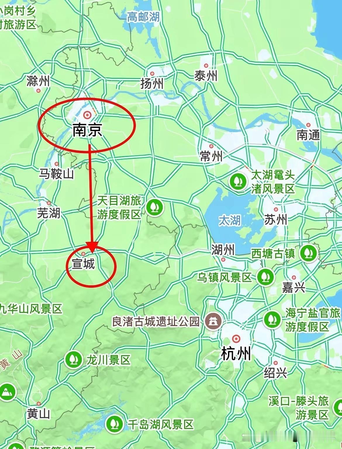 同样是跟南京接壤，距离也不远，为什么南京不带宣城，只带芜湖、马鞍山、滁州？安徽