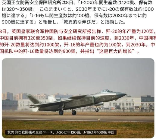 英国认清现实：中国装备1000架歼20，这将是巨大的增长！ 英国皇家联合军种