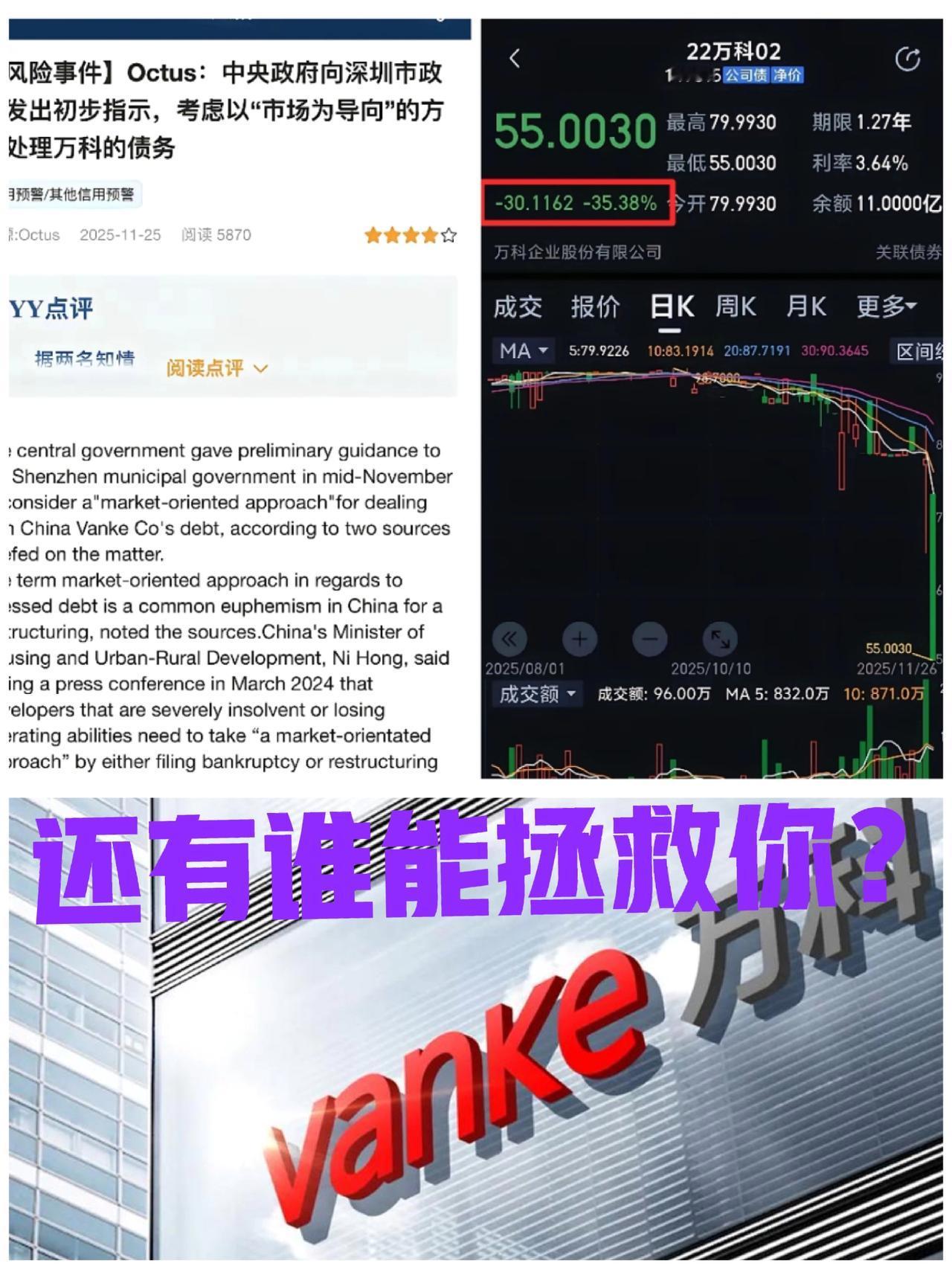 万科，还有谁能拯救你？相比恒大，万科还能活；相比融创，万科还能过；相比碧桂园，万
