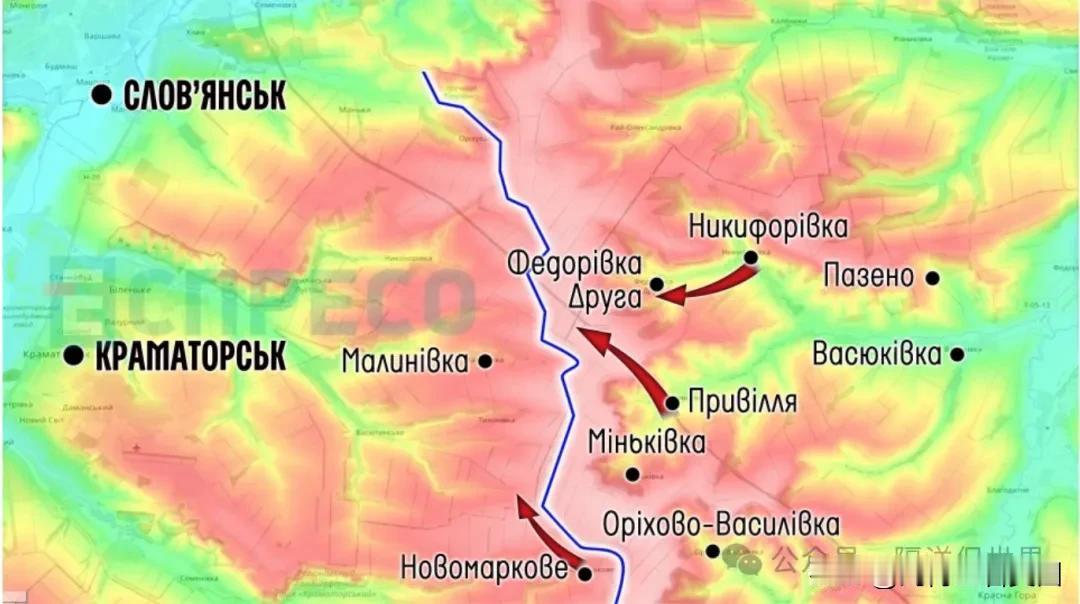 本周在斯洛维扬斯克战线上，俄罗斯加大了对克里瓦卢卡的攻势。村庄后方是北顿涅茨河海