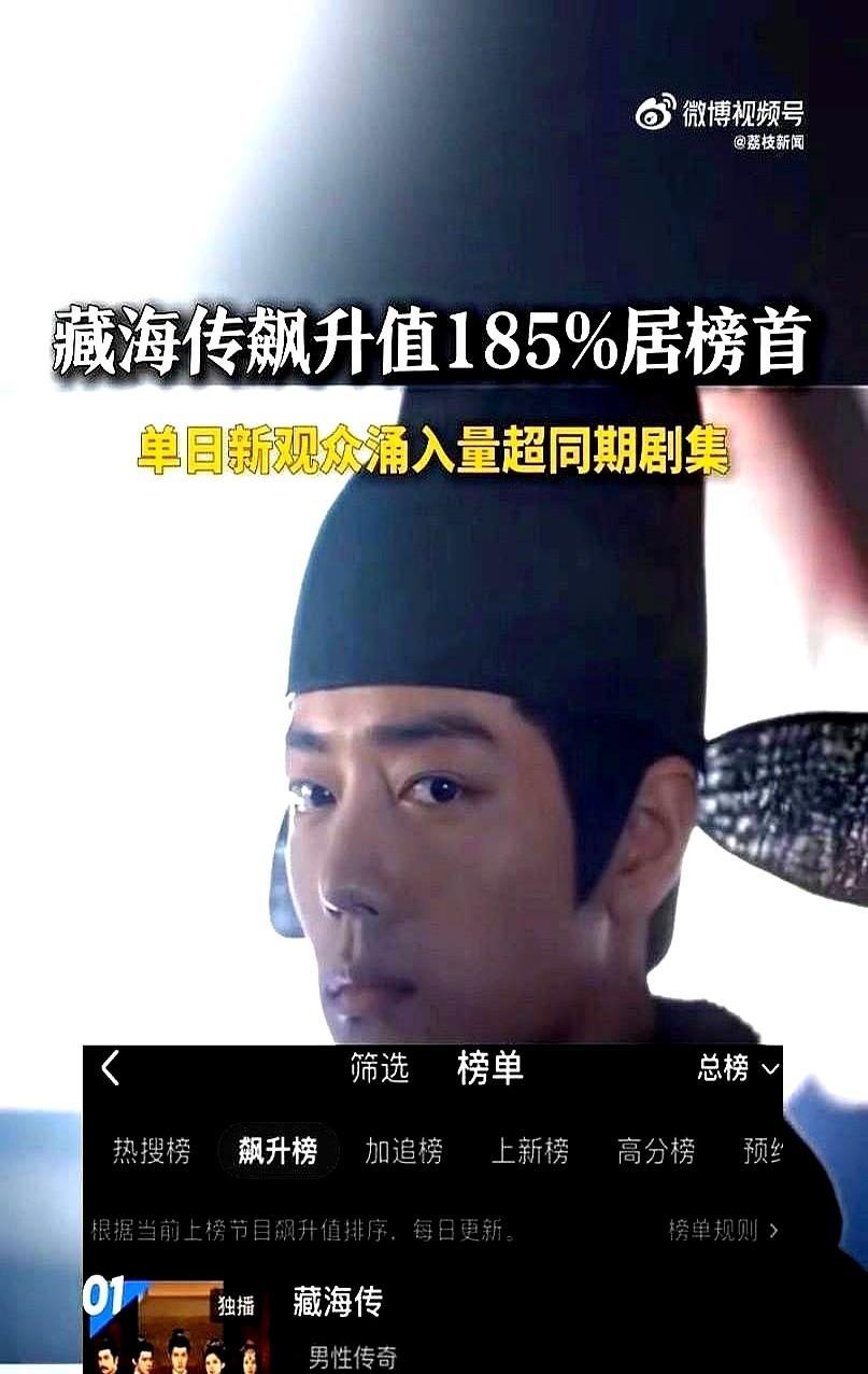 《藏海传》没靠热搜，没靠炒作，硬生生靠剧情把观众拿捏住了。空降飙升榜第一，没打