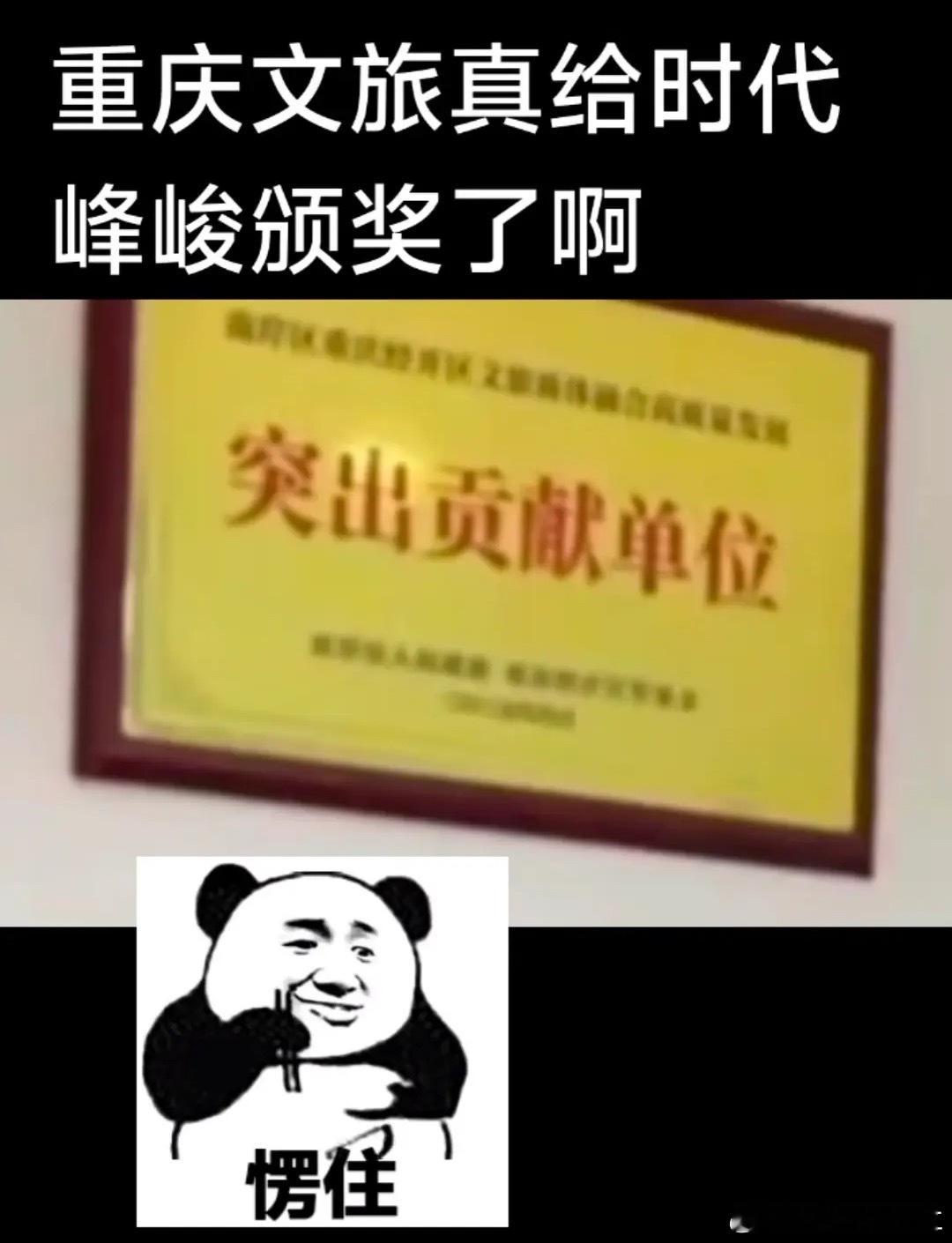 卧槽我要笑趴了重庆文旅还给时代峰峻颁了个奖​​​