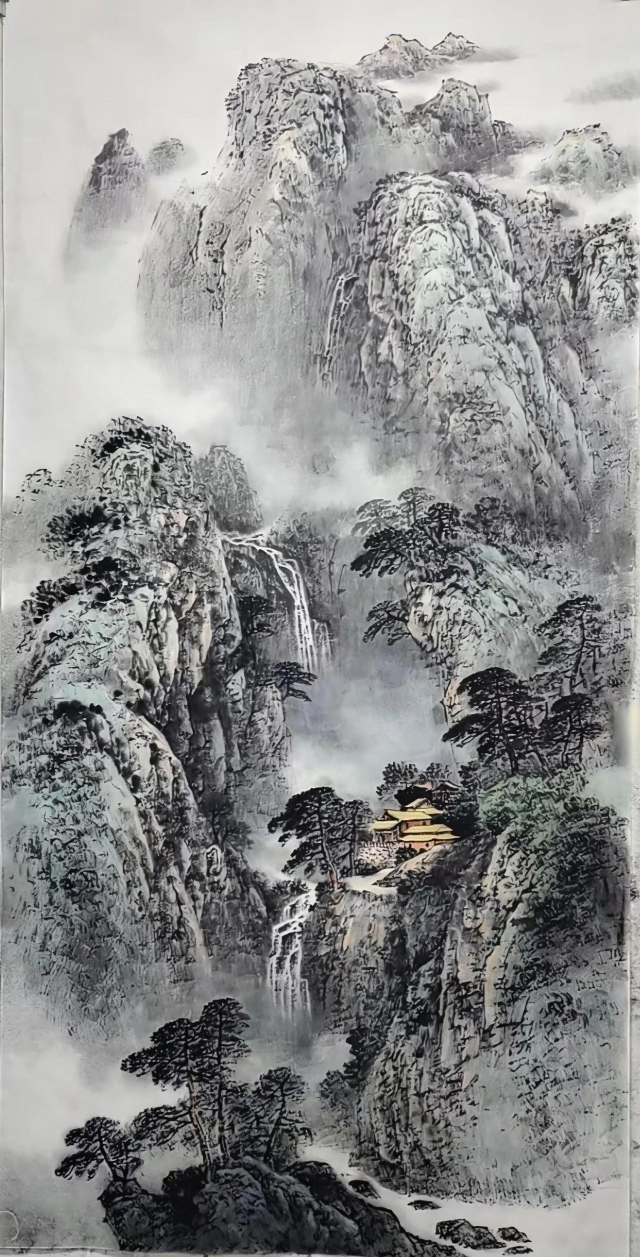 云壑听泉。国画书画欣赏国画挑战书画艺术晒出我的绘画作品