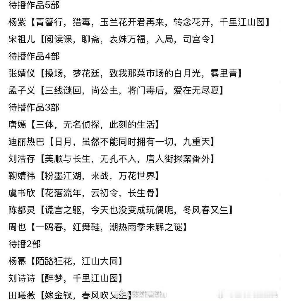 内娱🌸们待播作品，一部没有的尴尬了🤡