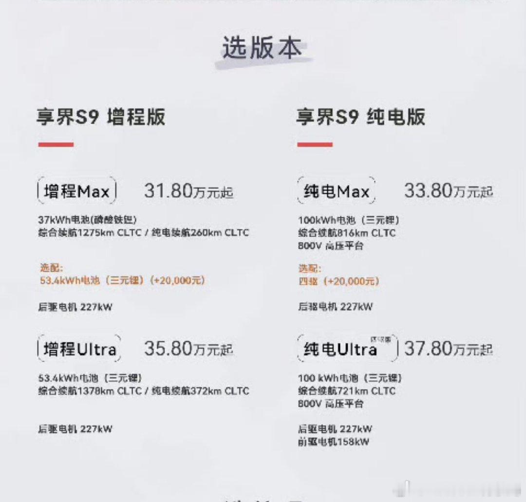 新款享界S9预售31.8万起[doge]我觉得可以考虑增程Max版，性价比高，综