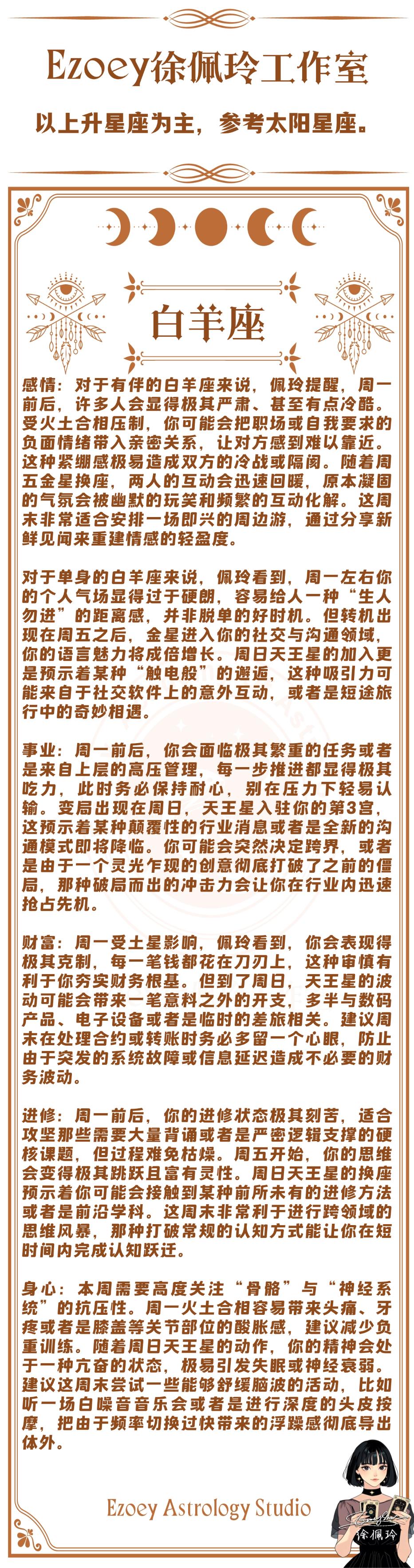 十二星座周运（04/20-04/26）—ezoey徐