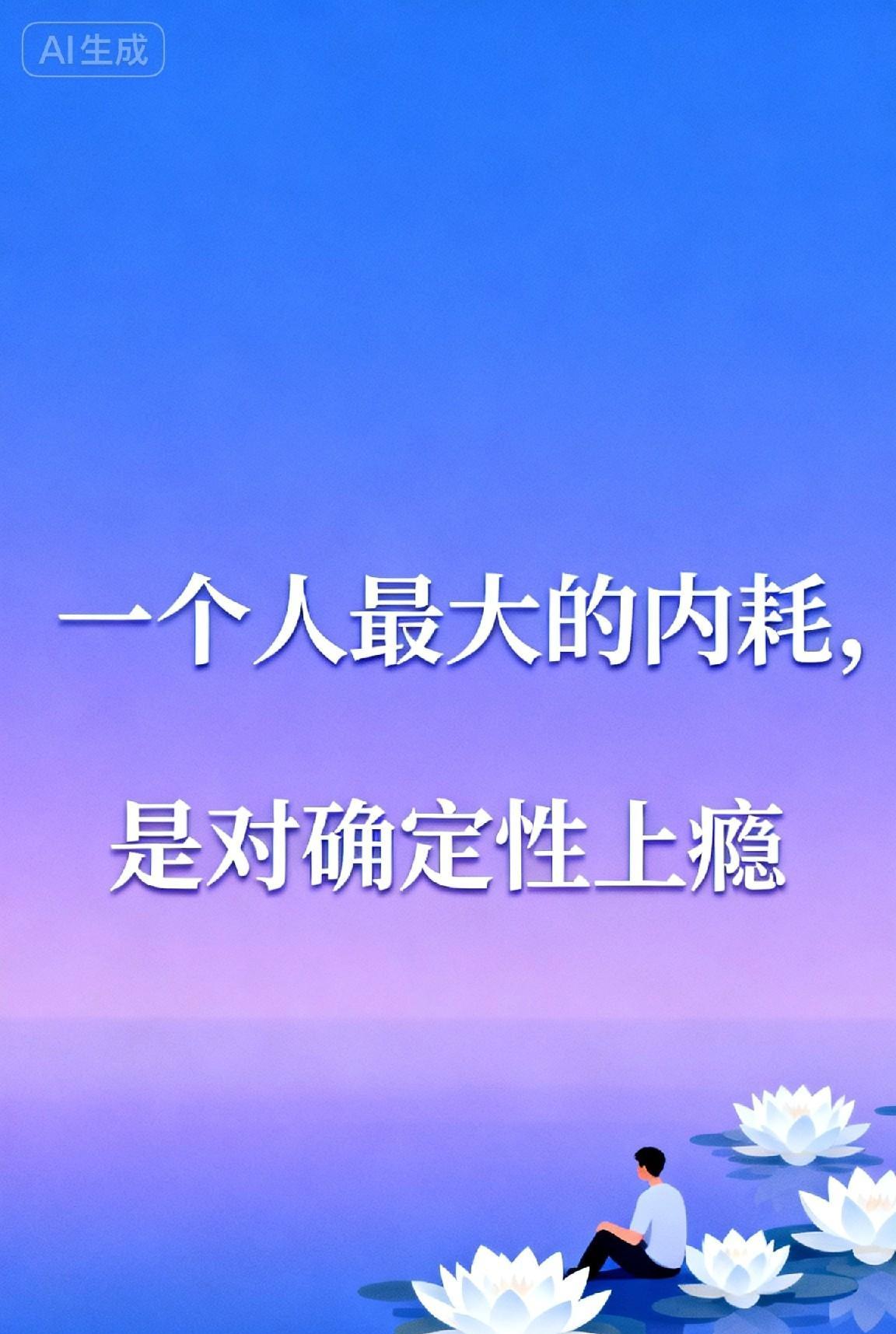 一个人最大的内耗，是对确定性上瘾。我们总是渴望一切尽在掌握，追求一个稳定、可知