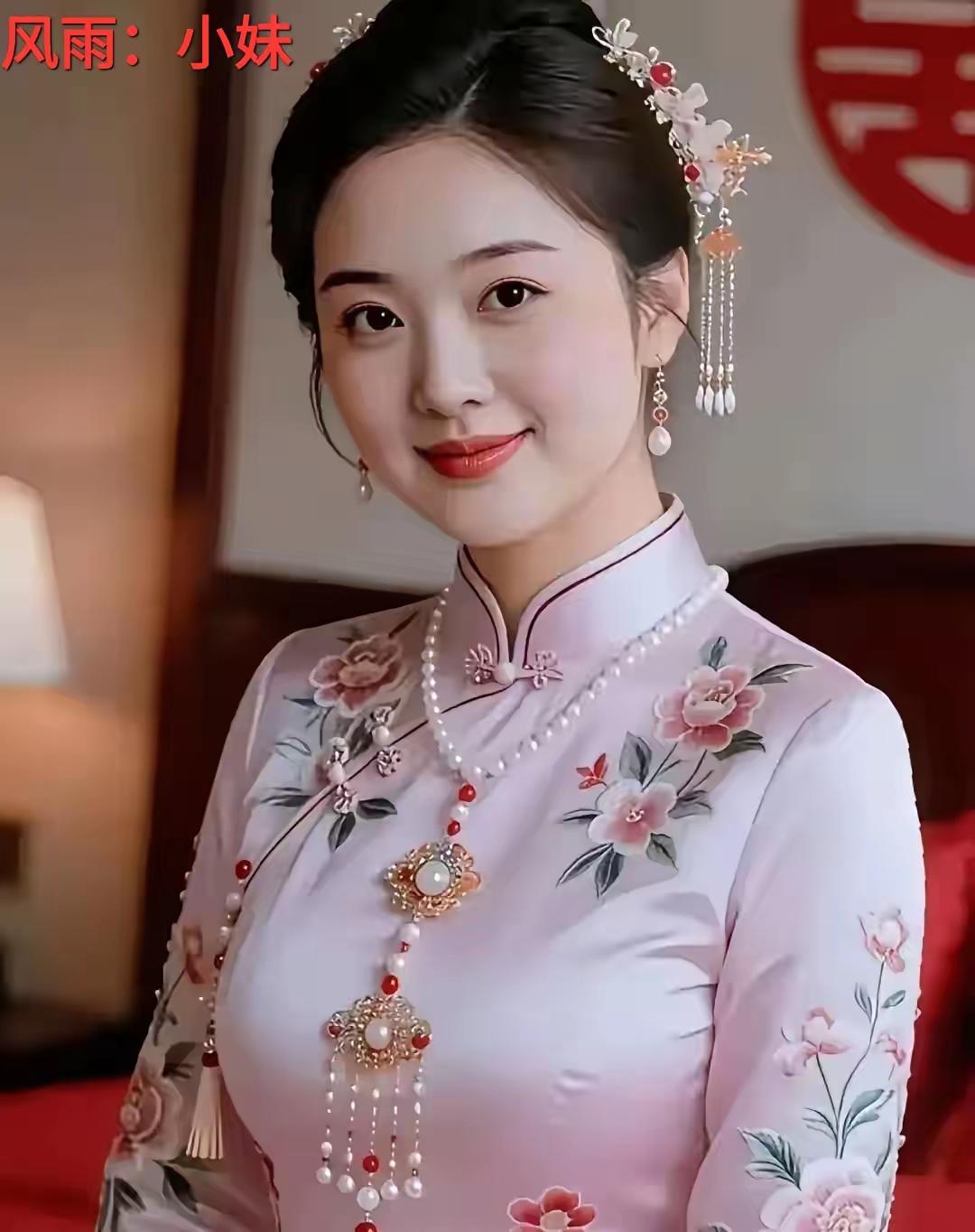 旗袍修身显韵，勾勒东方女性曲线美，传承千年文化魅力。