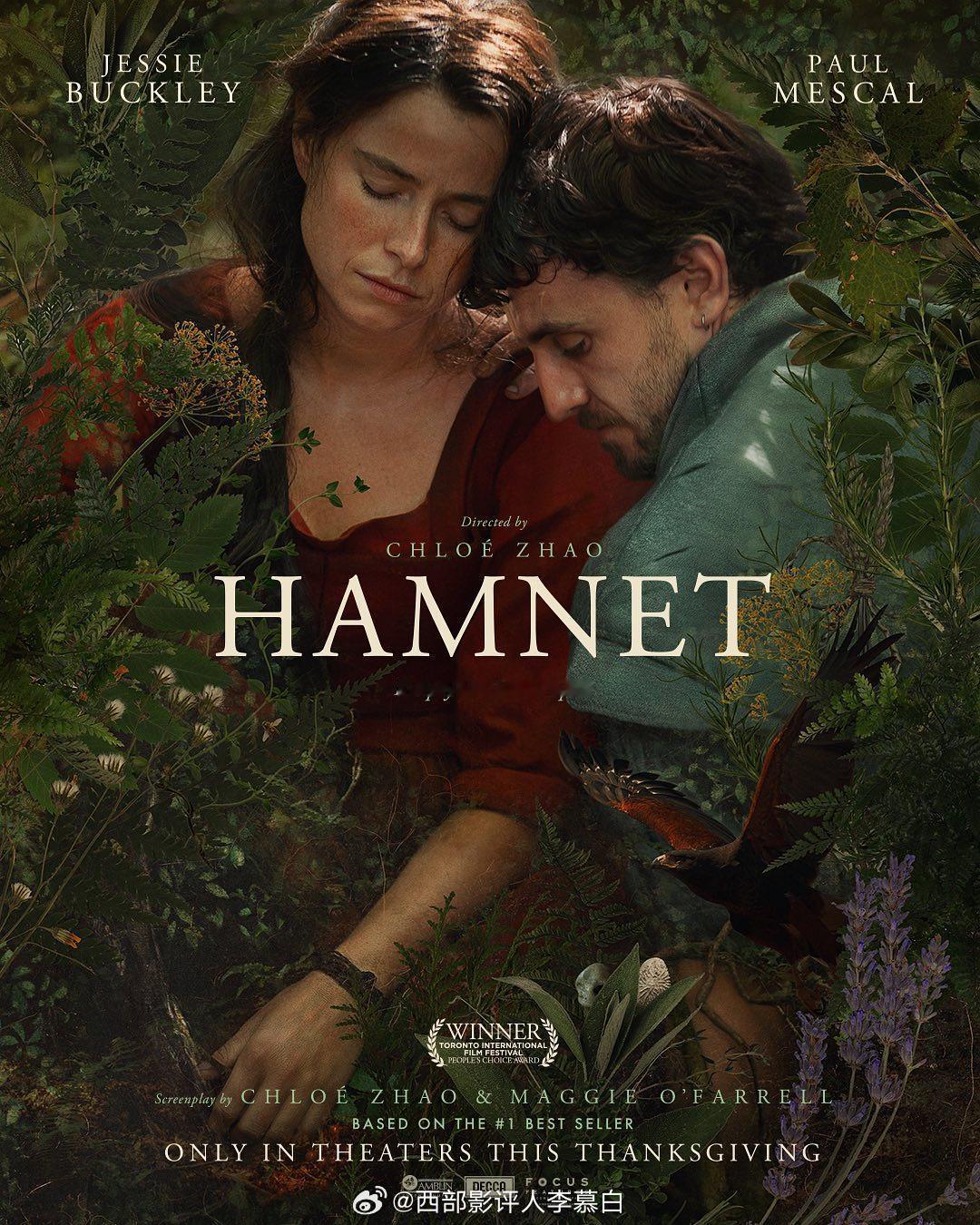 赵婷执导《哈姆奈特》首款正式海报，真是太美了，好久没见这么美的海报了🖌️虽然不