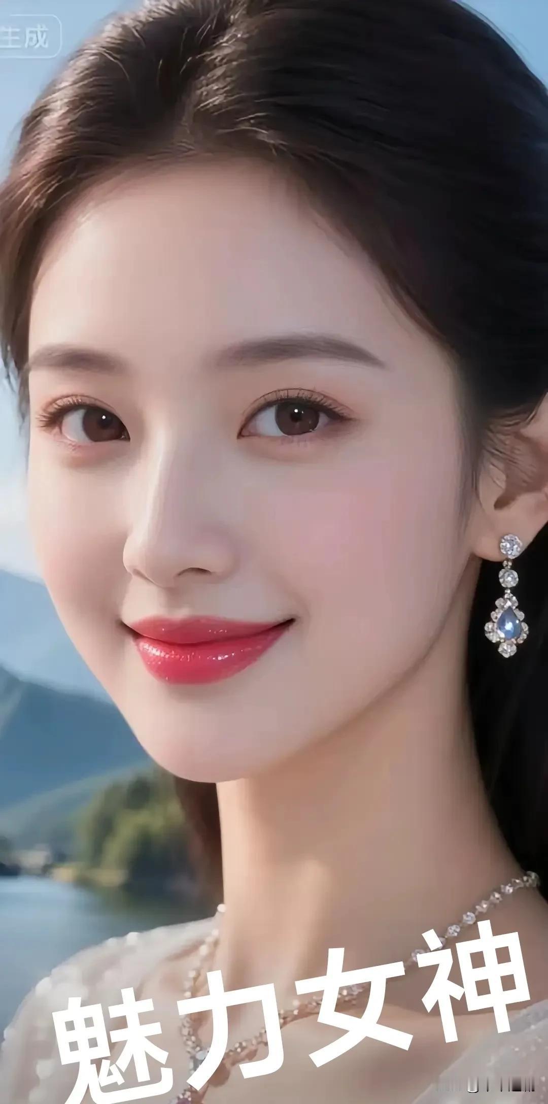 什么是真正的女性之美?耳坠里的蓝漾开远山的色，唇上的红浸着柔风，颈间碎光缠成笑