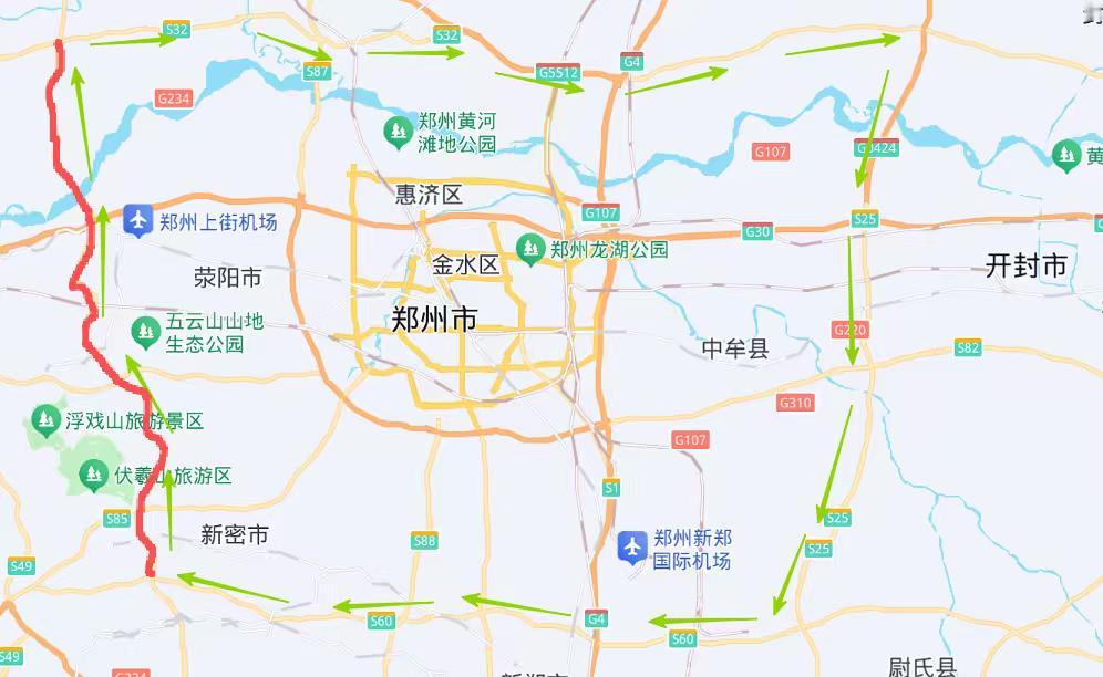 郑州多层环线高速路网，支撑超大都市发展格局郑州城市环线分为城市快