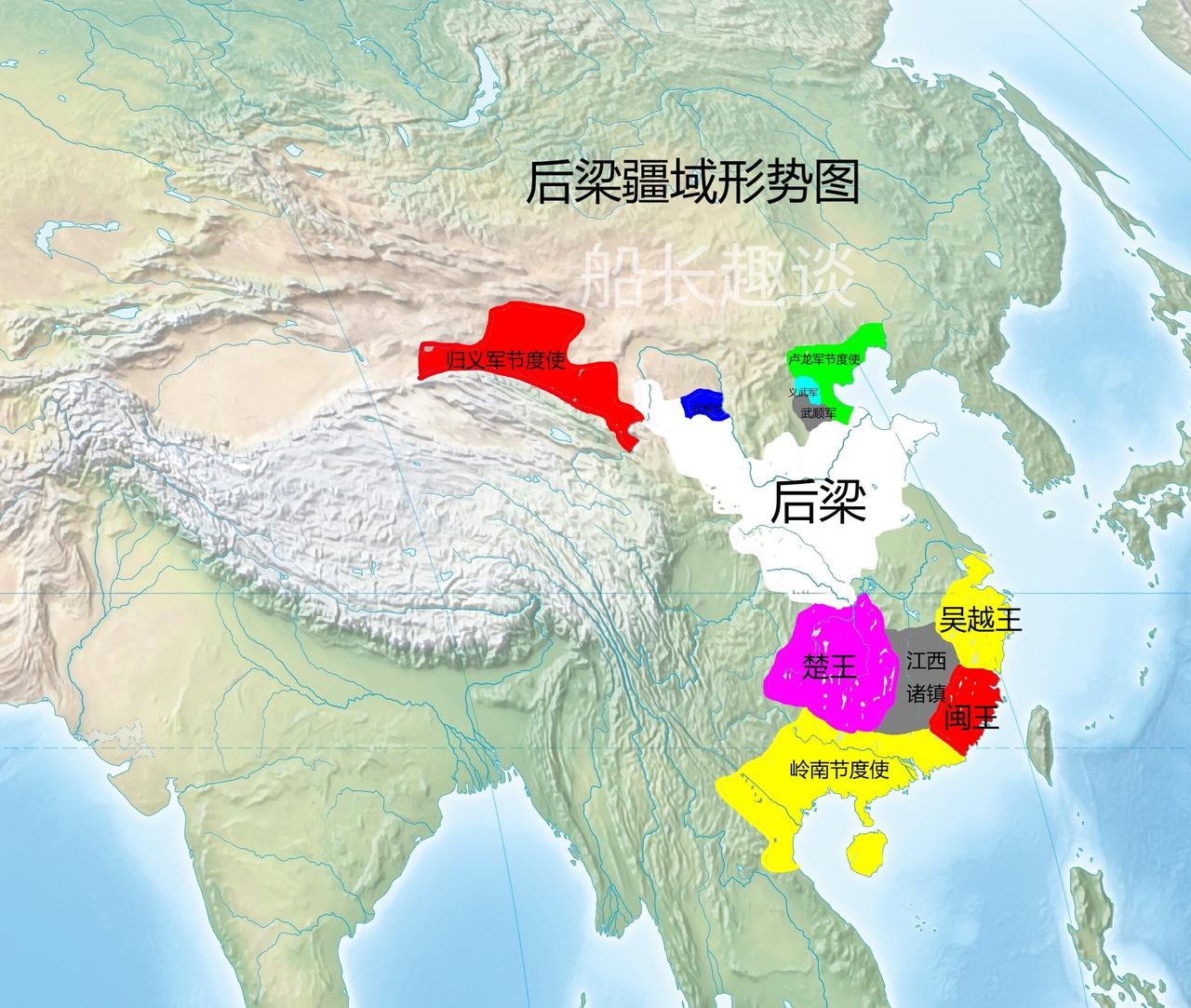 五代十国历史历史地图太平年节度使天复三年(903年)，宣武军节度使朱温打败控制唐