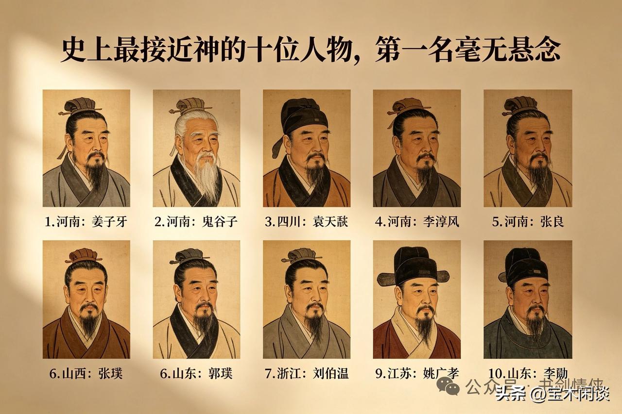 我找了半天，也没找到诸葛亮的名字。这位孔明先生难道没资格排进来？应该说，在智谋这