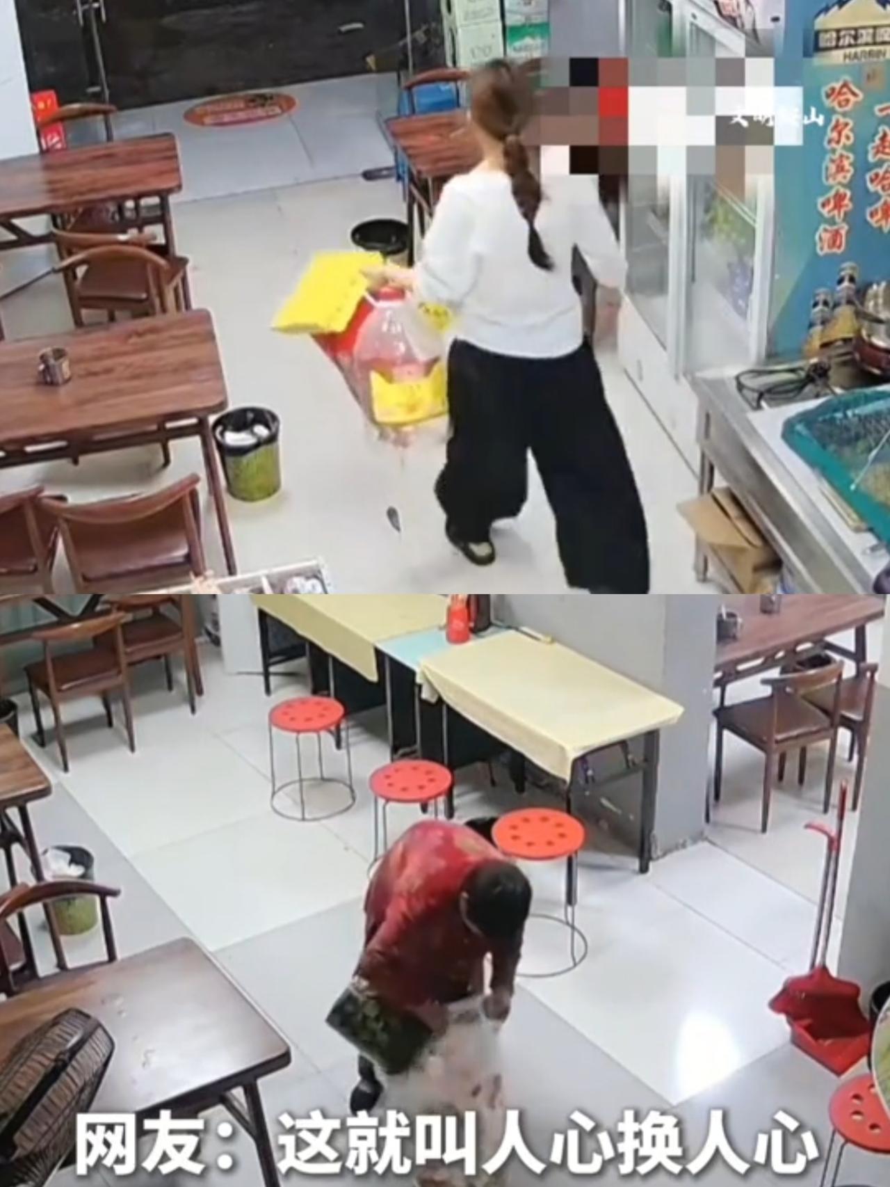 这就是人心换人心吧！安徽街边一家小店，老板娘出门办事折返，推门一看当场愣住，调出