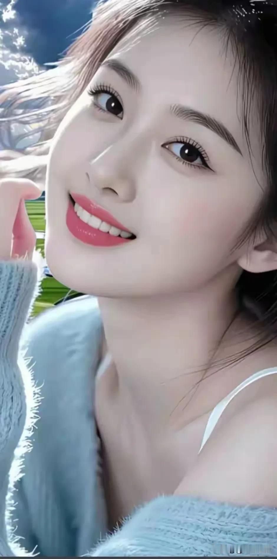 阳光漫过发梢，笑容干净明亮，拥抱生活里的小美好。国色天姿美女照