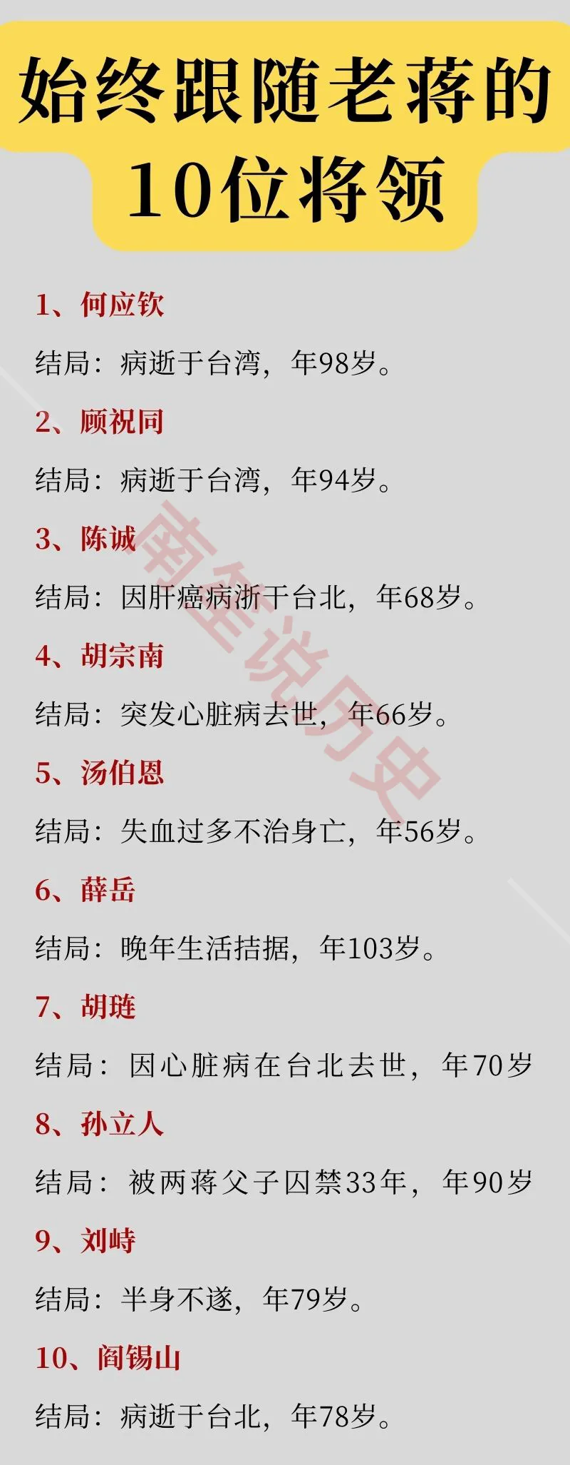 始终跟随老蒋的10位国军将领一览！