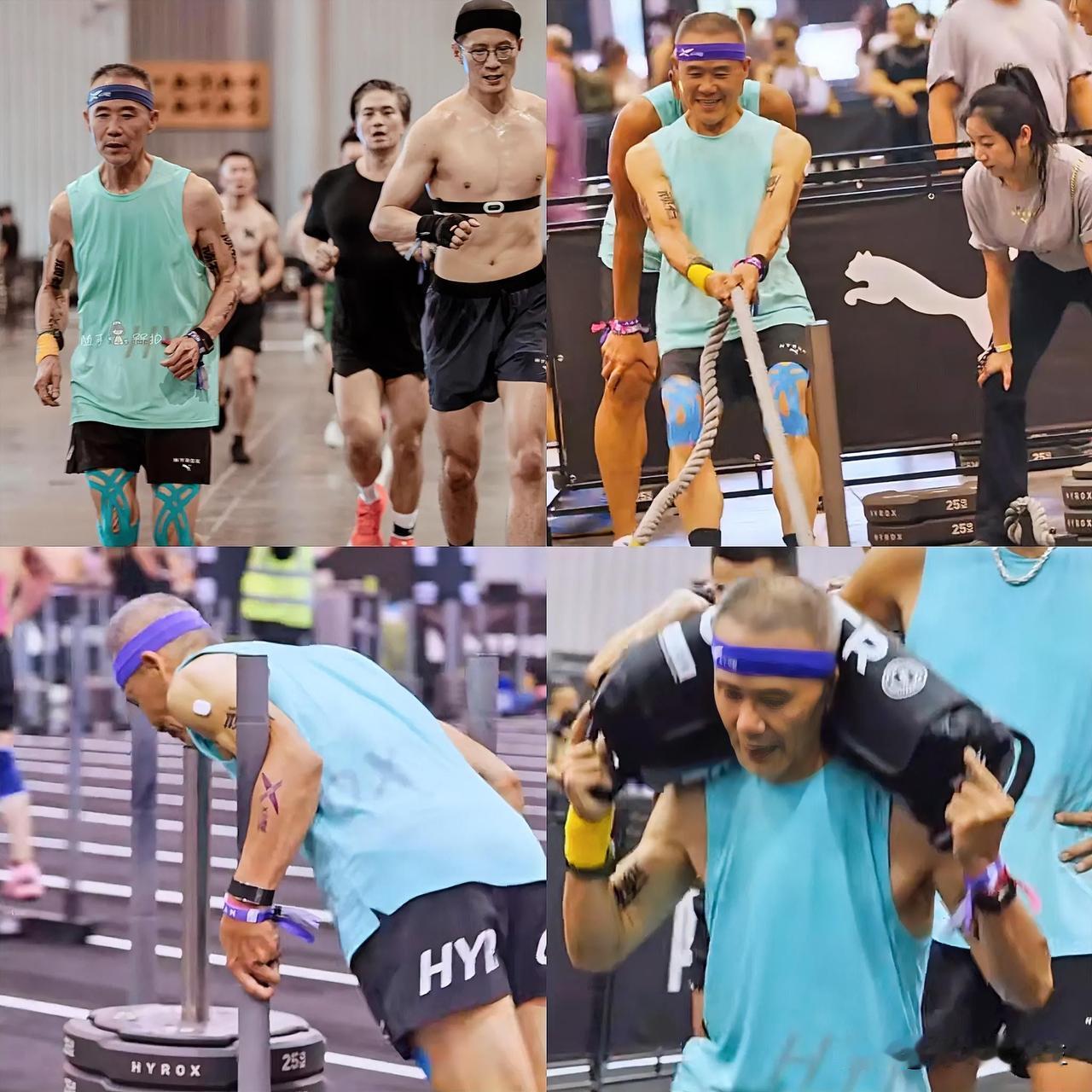75岁的王石，又在成都的“体能绞肉机”赛场上戴上了“痛苦面具”。推着百公斤重