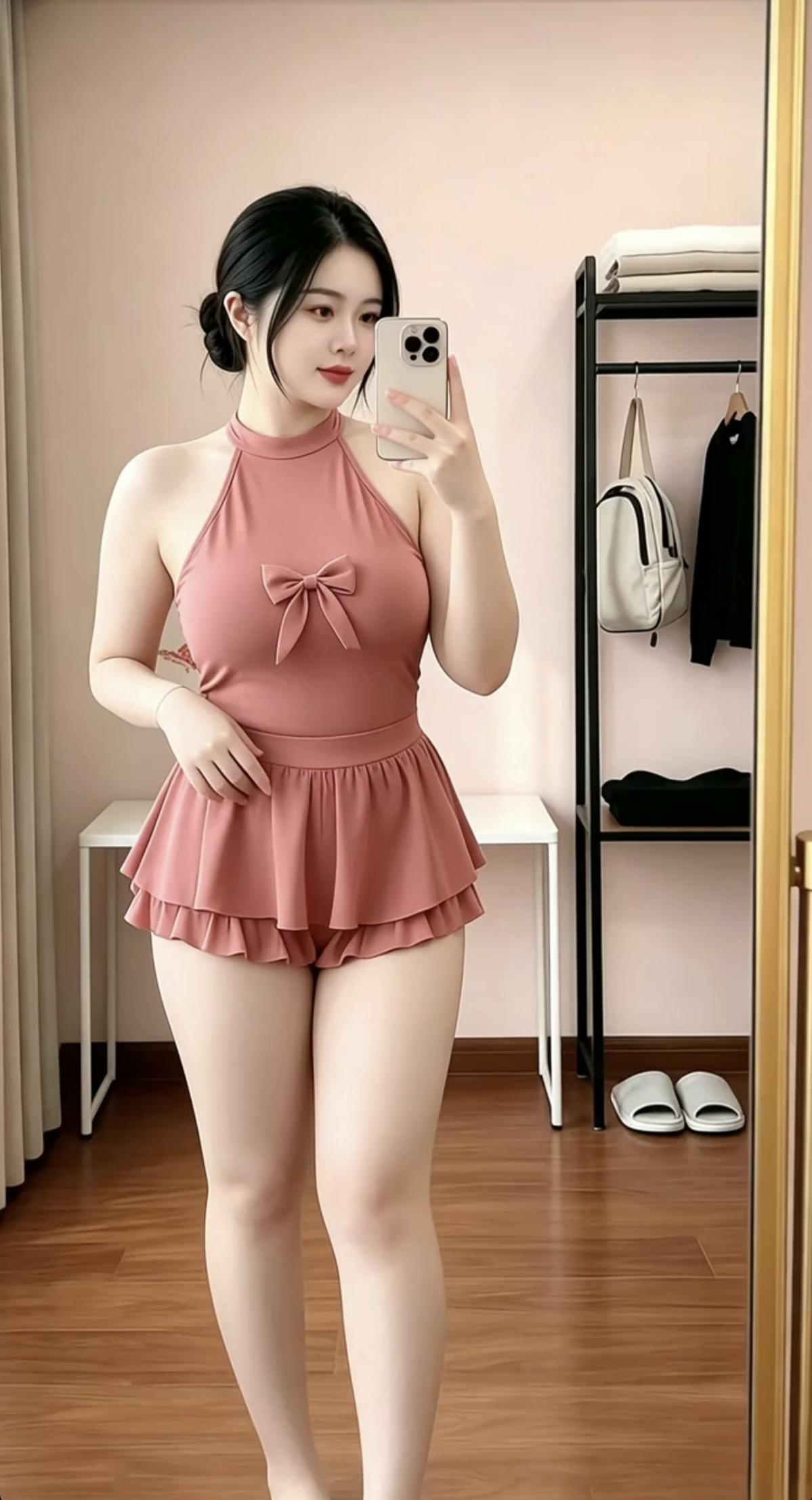 红裙轻舞步，婀娜多姿态。
