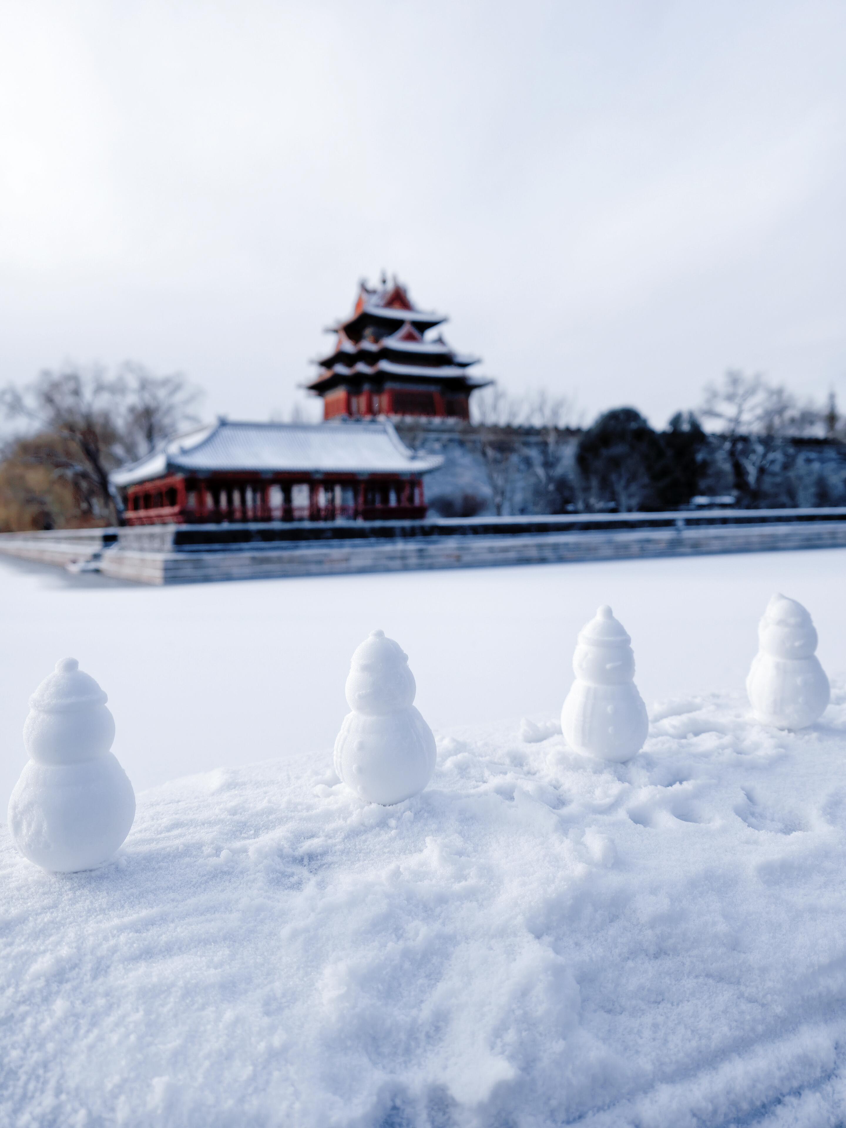 故宫小雪人已列阵完毕