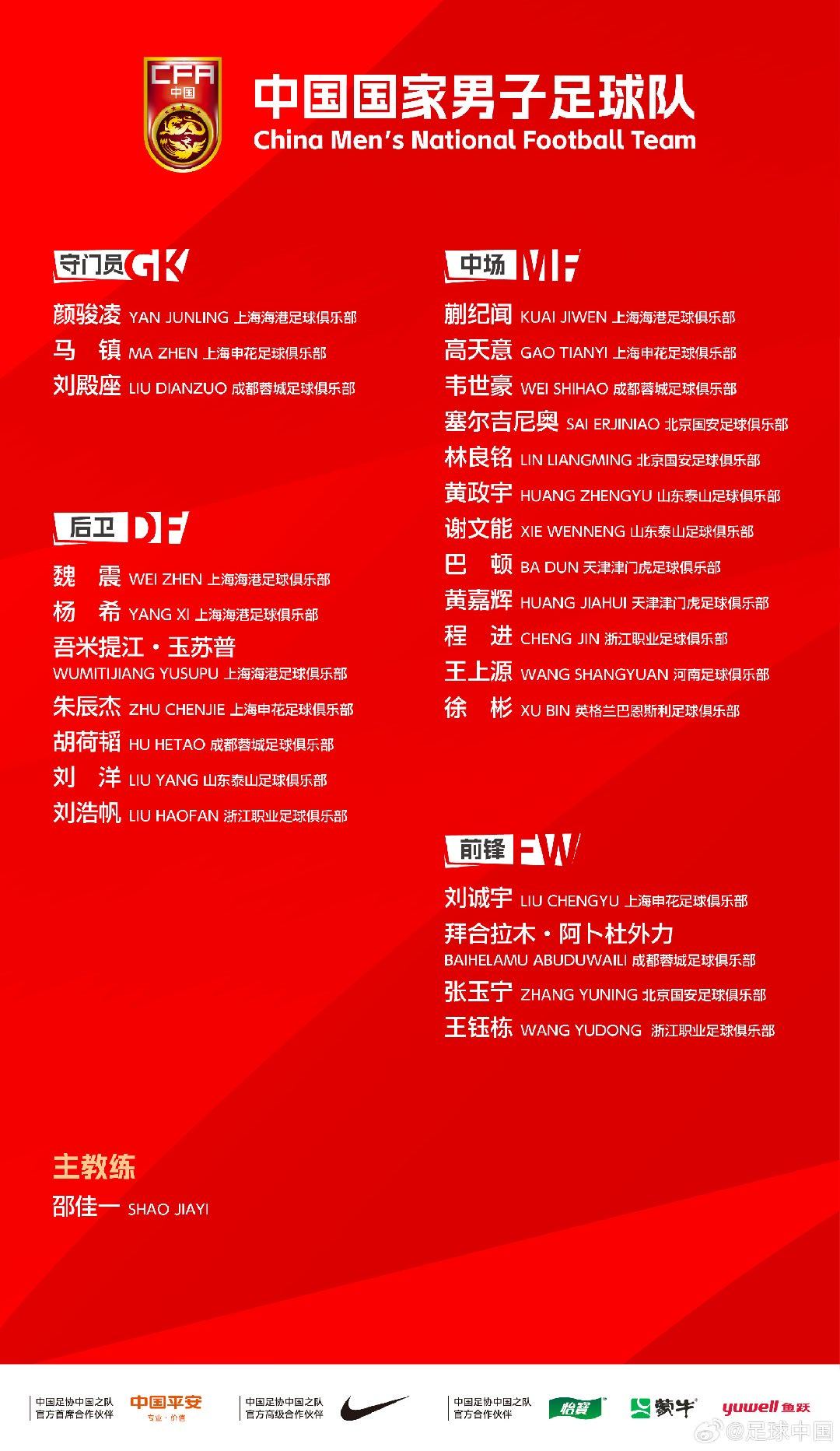 之前传10个U23球员进入国足名单，最终出现在名单的U23球员只有9人，那就说明