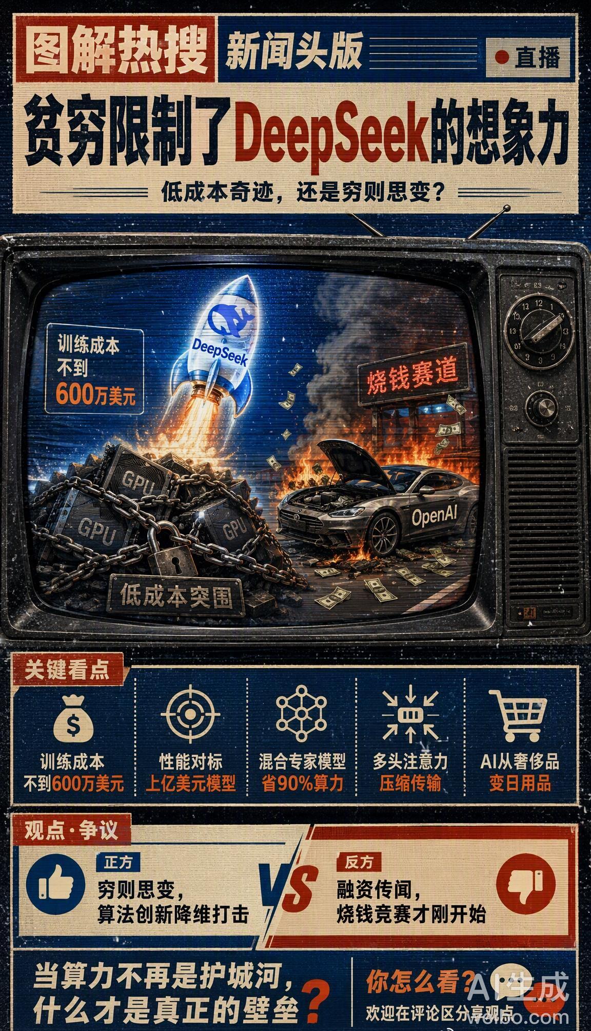 这个话题有点意思，它其实指向了DeepSeek最出圈的标签——“低成本奇迹”。