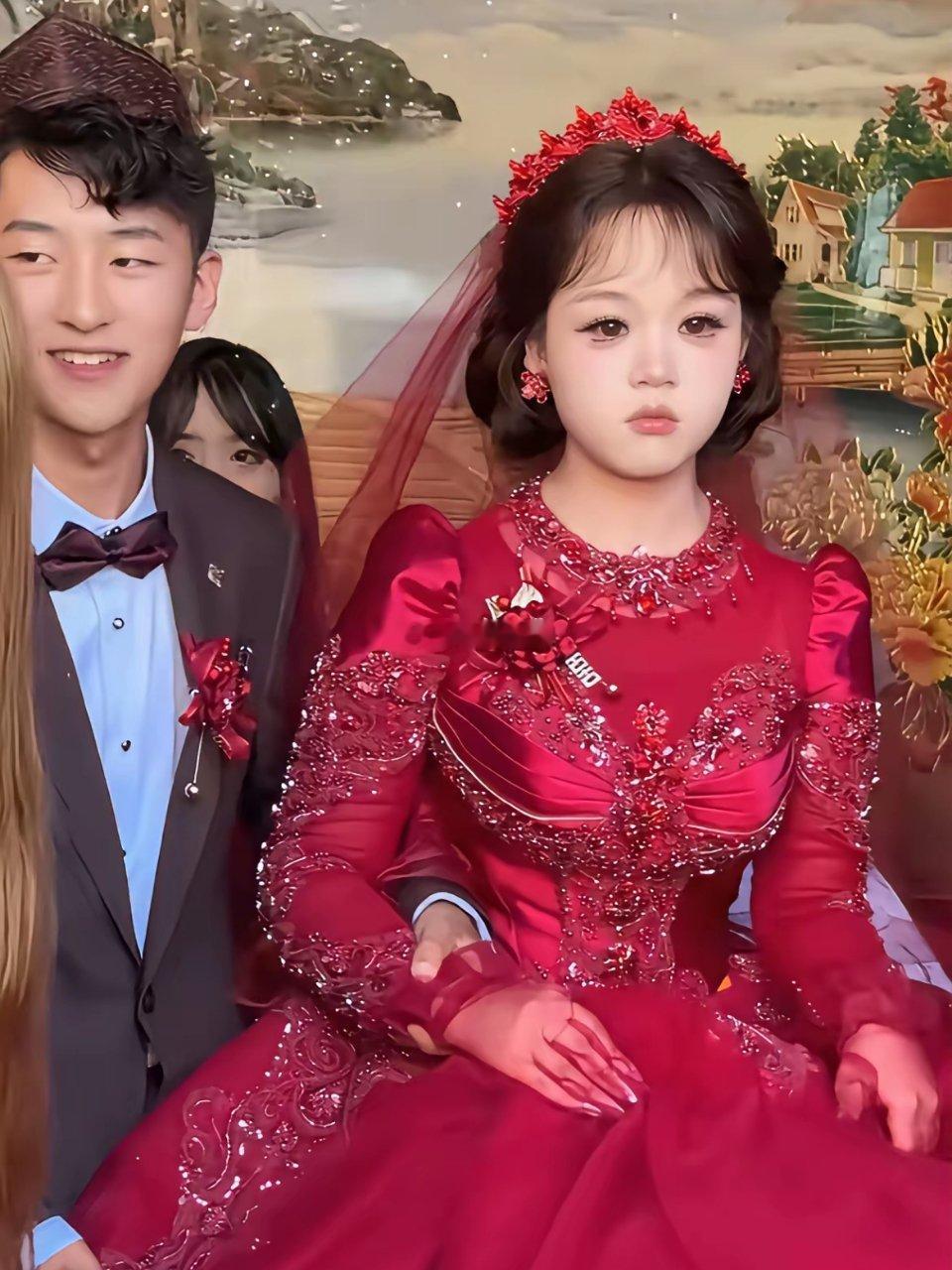 回族婚礼现场，图中的新郎、新娘看着都好小的样子​​​