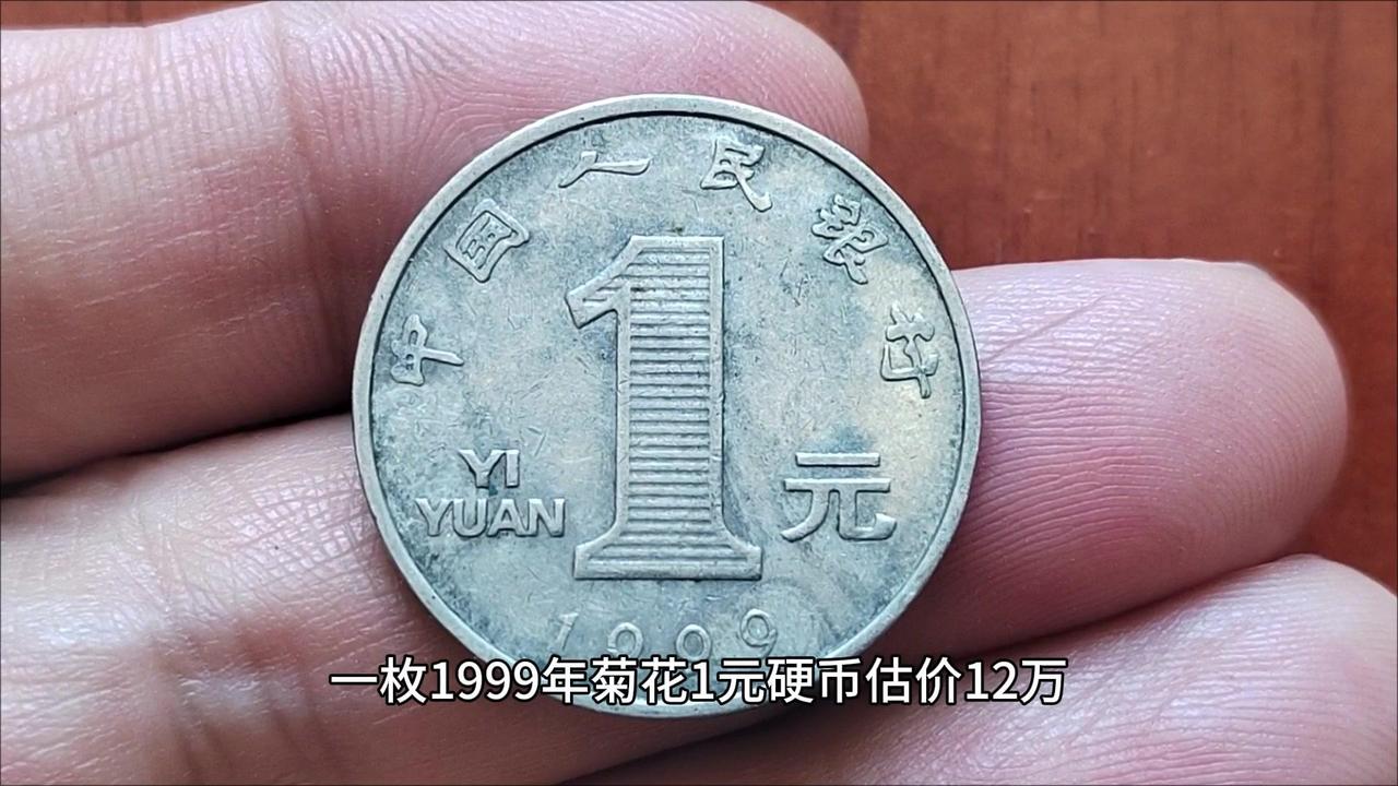 1999年菊花1元硬币值12万？🍂1999年菊1元硬币是五版1元硬币的开门币，