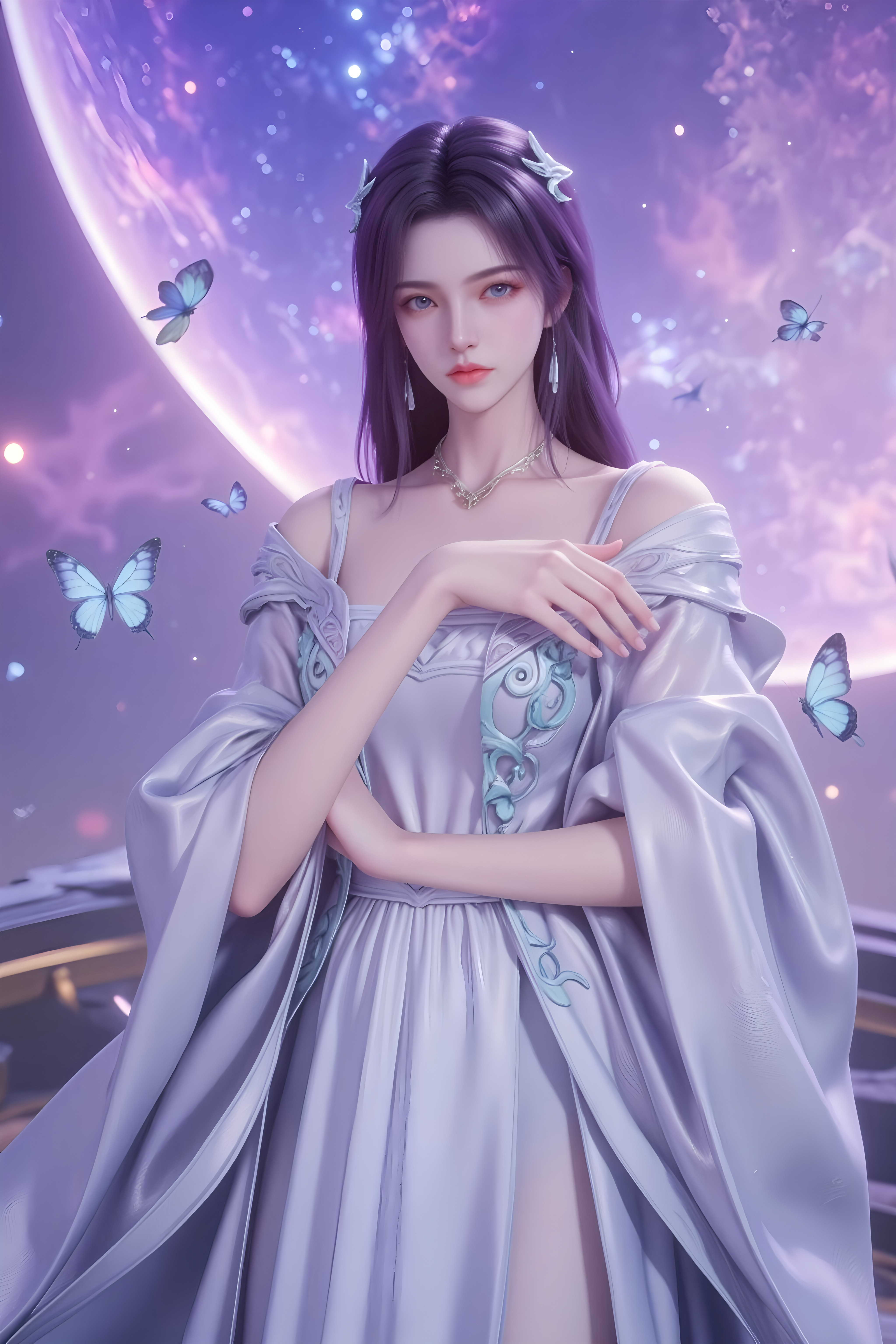 诛仙动画碧瑶，国漫女神8K壁纸：一身绿衣，指尖白花、腰间金铃；容颜清灵绝丽、明艳