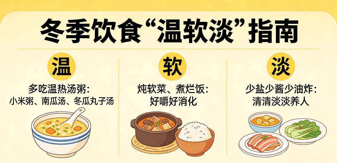 冬季饮食不能懒！记住“温软淡”3个字，吃对了，少上火不生病，身子暖乎乎！老话说