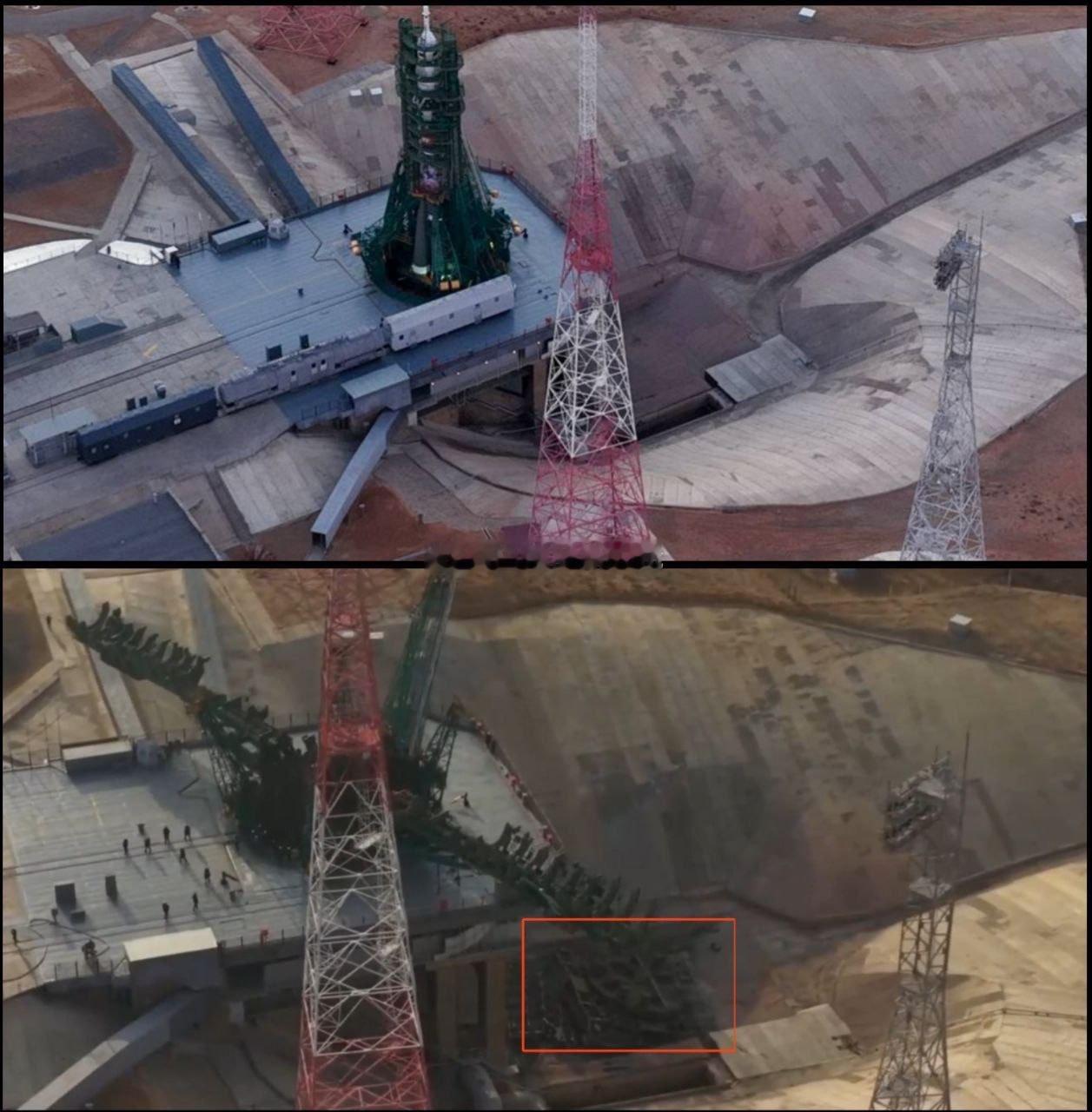 俄飞船升空后发射台受损11月27日，俄罗斯“联盟MS-28”载人飞船搭载2名俄