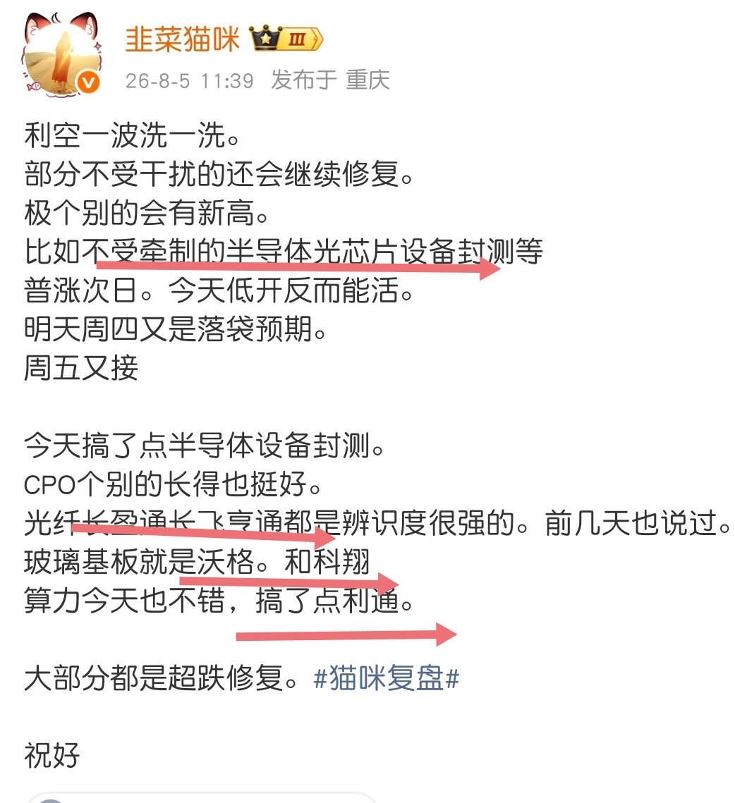 真的最强周四。。不管下午跳不跳水干了反制清了昨天入的半导体封测算力MLCC昨天利