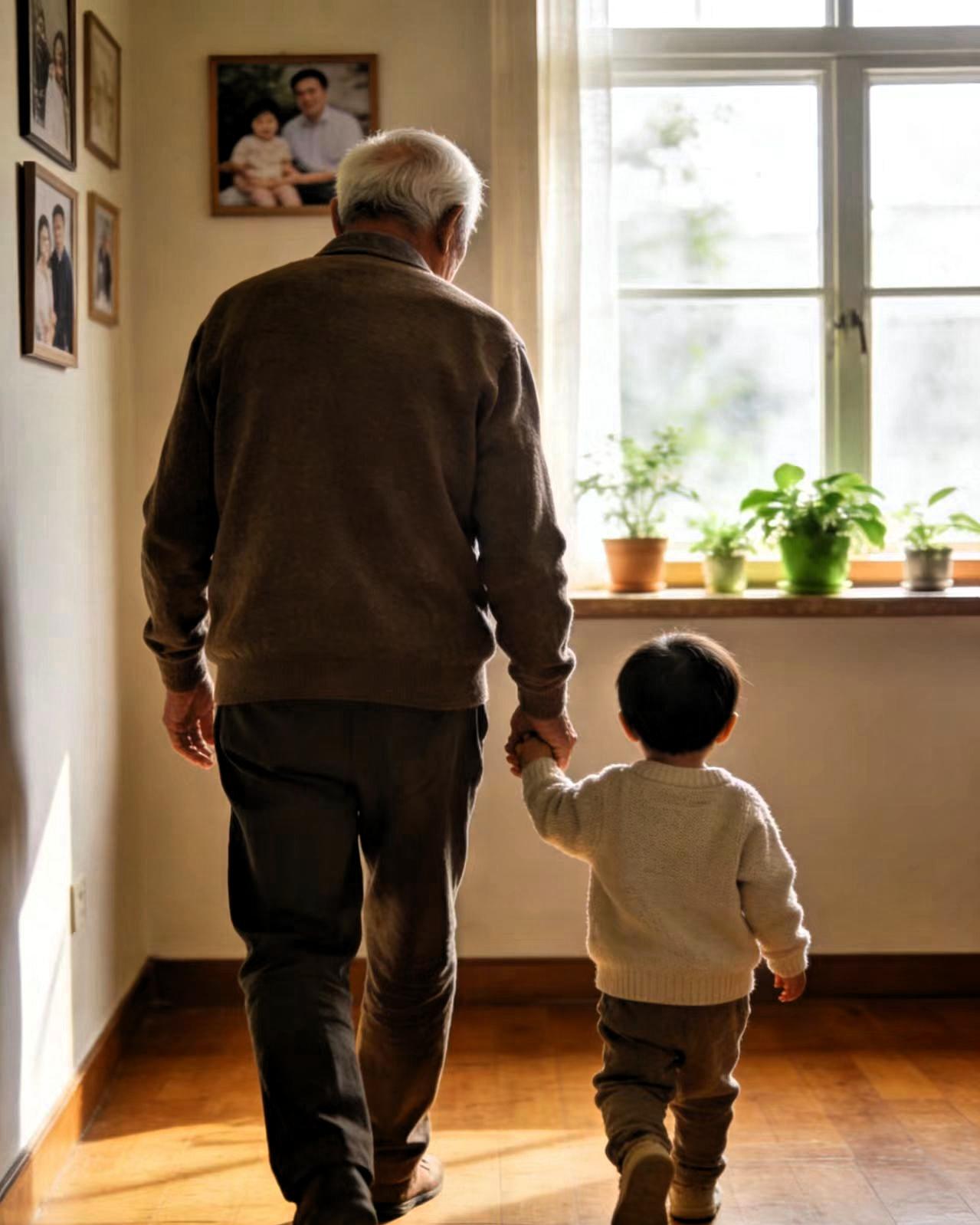 发现了没有，男人当了爷爷后，就一个特点，那就是特别爱孙子，就是打心底里欢喜很