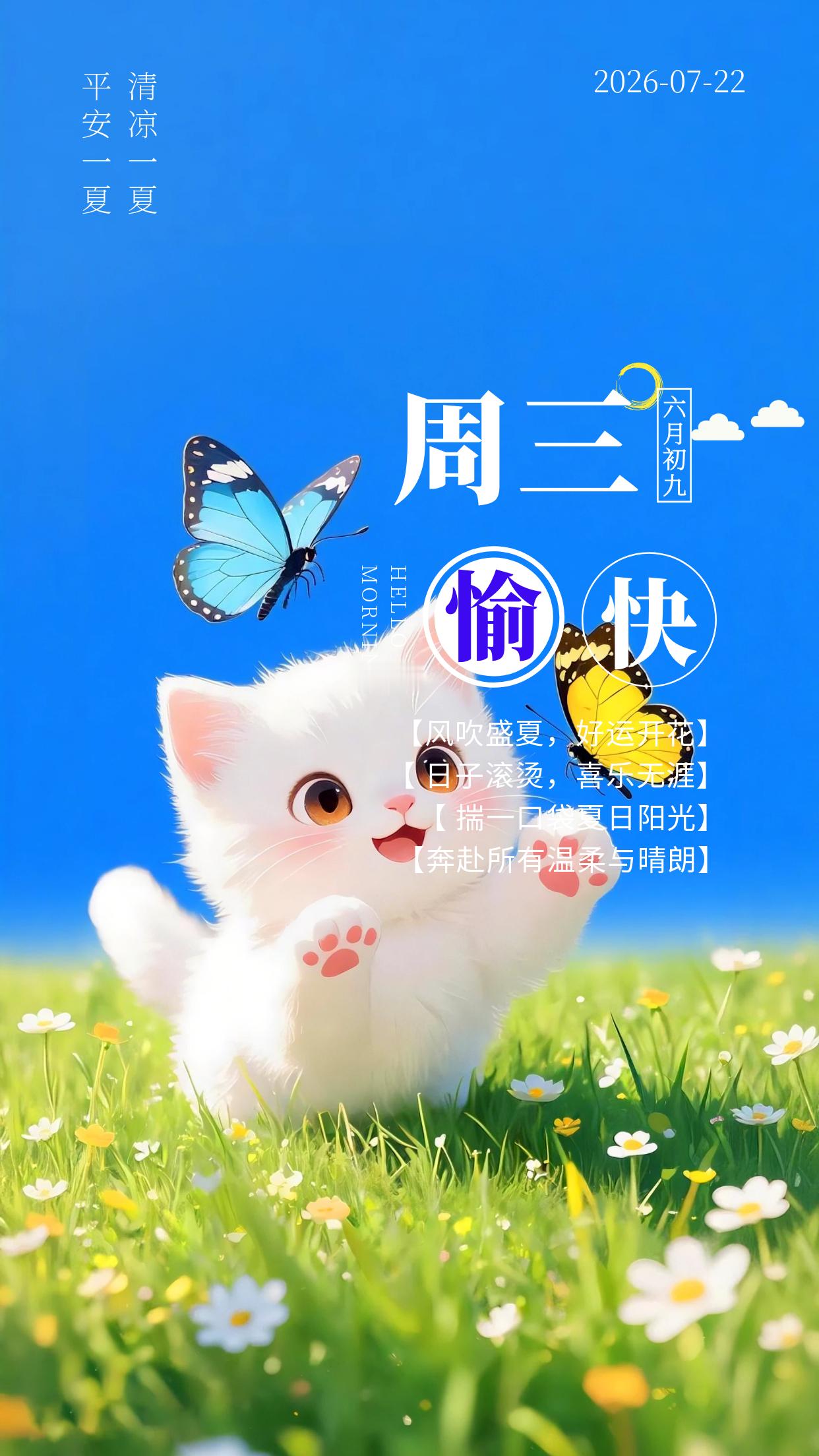 2026.7.22周三早安祝福海报壁纸拿图吱一声噢～