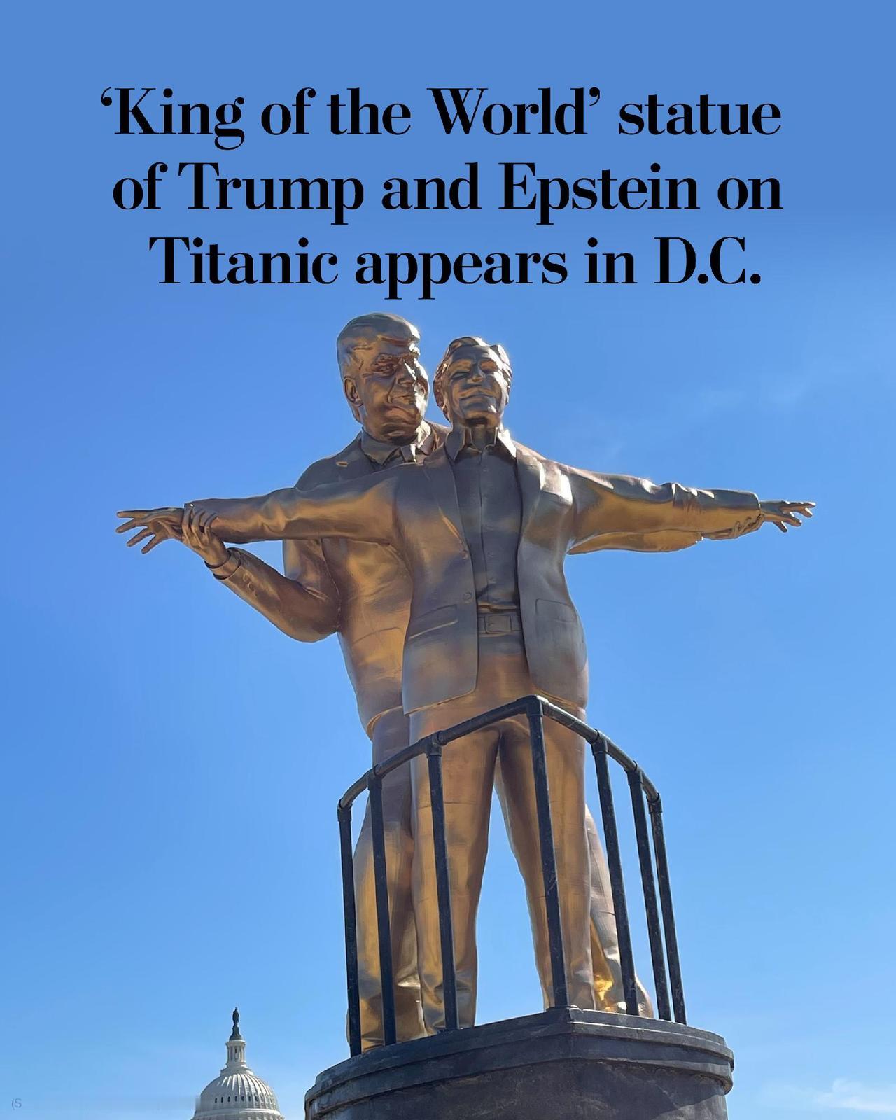 华盛顿广场现特朗普爱泼斯坦金雕像？特朗普和女儿的性丑闻再被扒。华盛顿国家广场