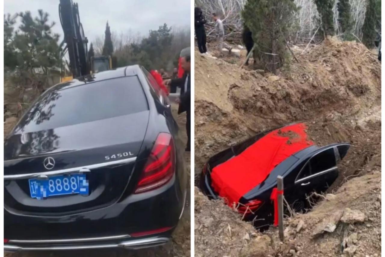 辽阳这奔驰陪葬的事儿，真是离谱到家了！有人为了尽孝，直接把百万奔驰加8888霸气