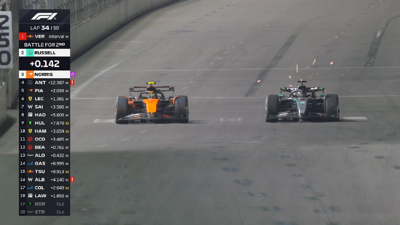 冠军悬念解锁大戏开始上演！34/50诺里斯超越拉塞尔，车队此前告诉他目标是追上
