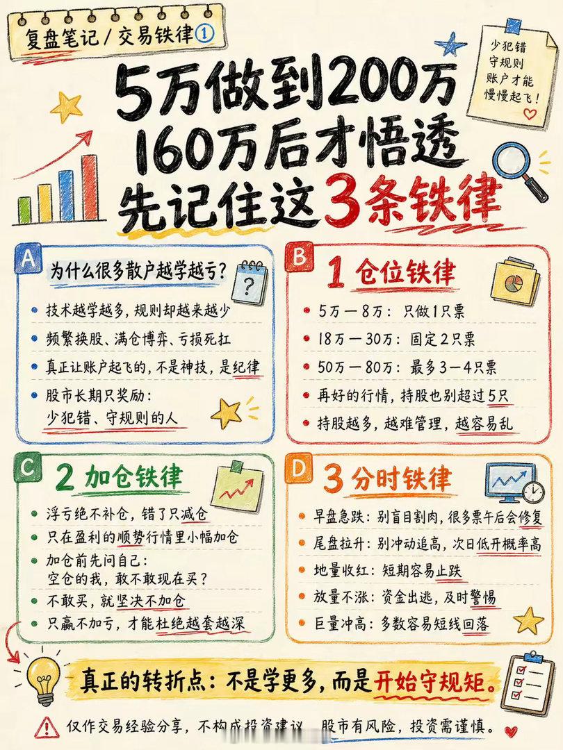 5万做到200万老股民坦言：炒股拉开差距不靠技术，全靠8条交易铁律