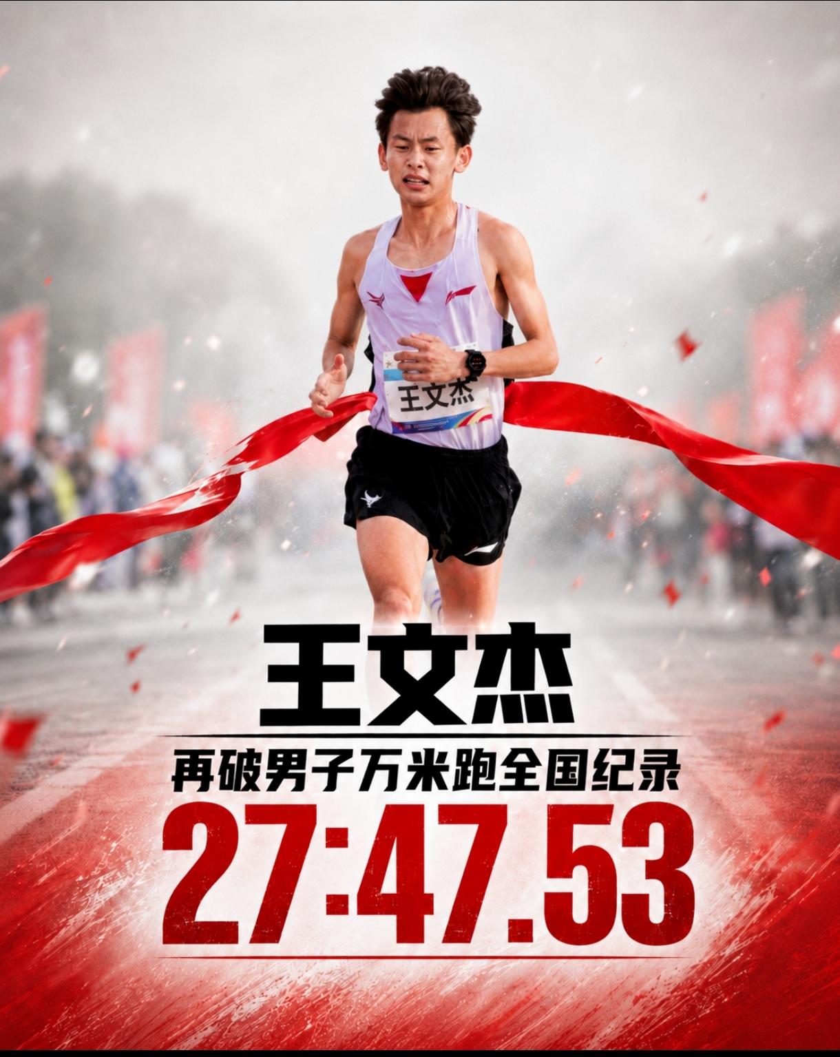 27分47秒53！再度突破极限，王文杰刷新男子万米全国纪录！5月30日，日