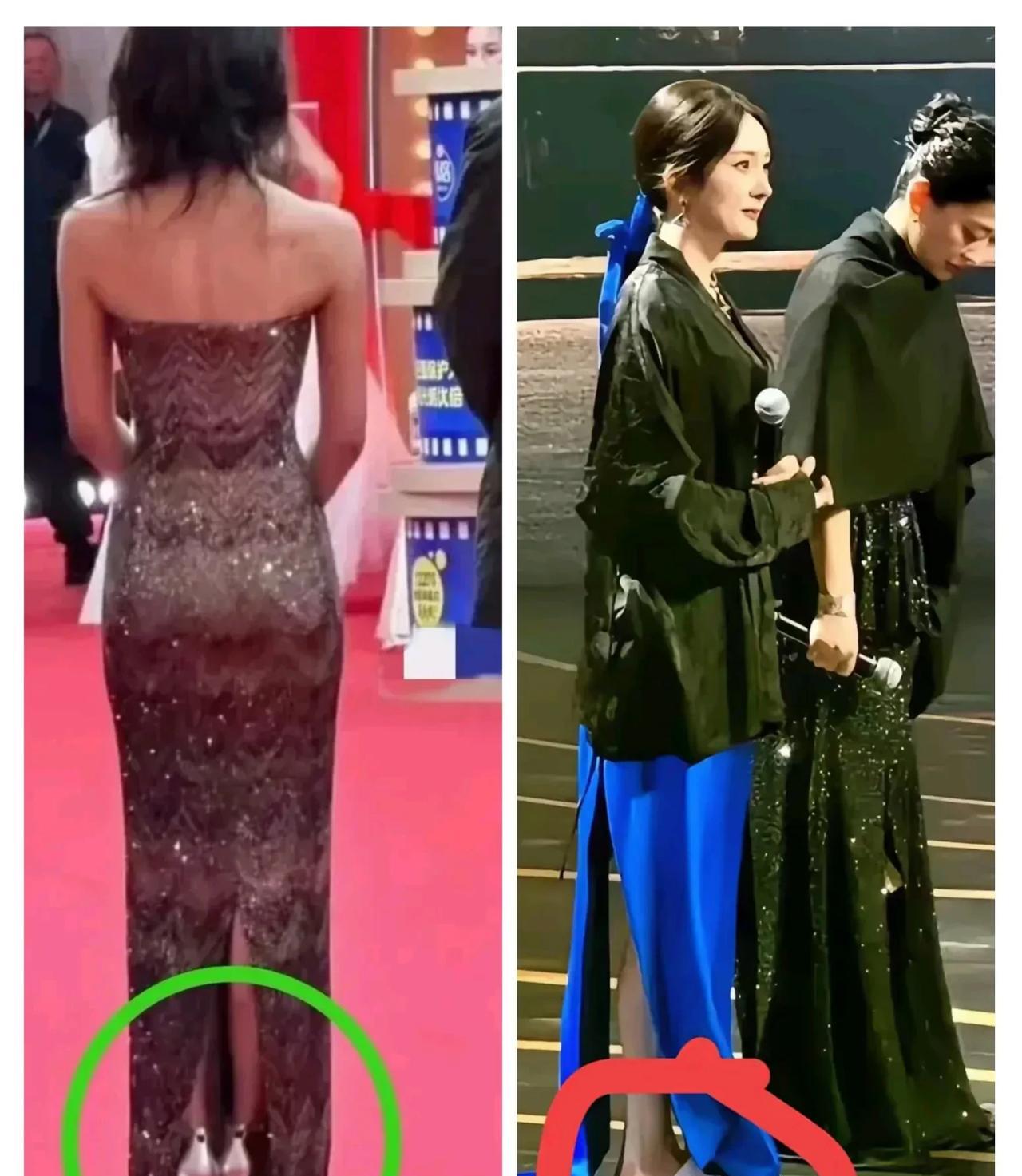 杨幂身高166穿拖鞋，张子枫160穿恨天高，杨幂穿酒店那种薄底的，一点也不