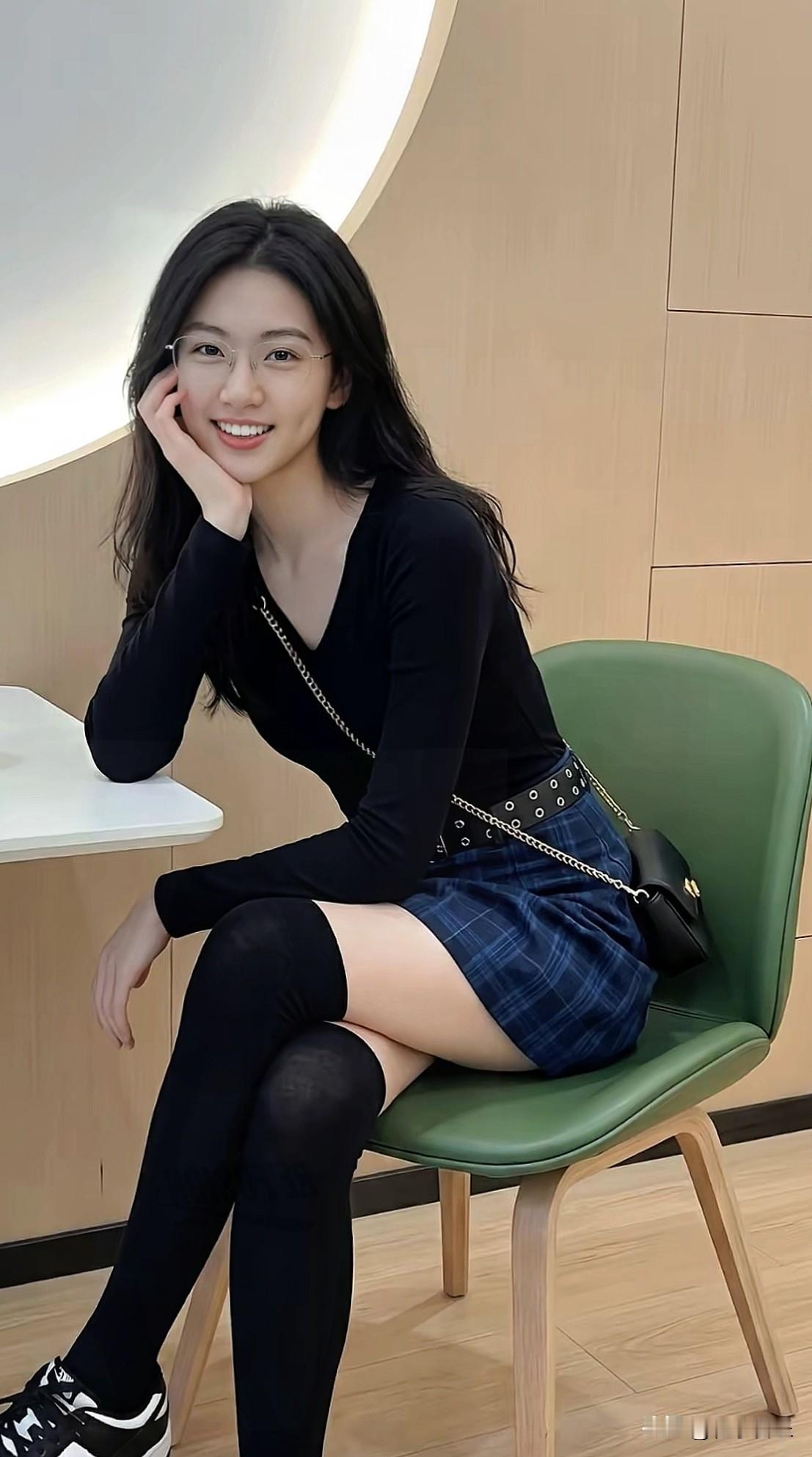 少女轻坐椅上，眉眼弯弯笑意温柔，一颦一笑都甜得恰到好处，可爱又治愈。今日分享随手