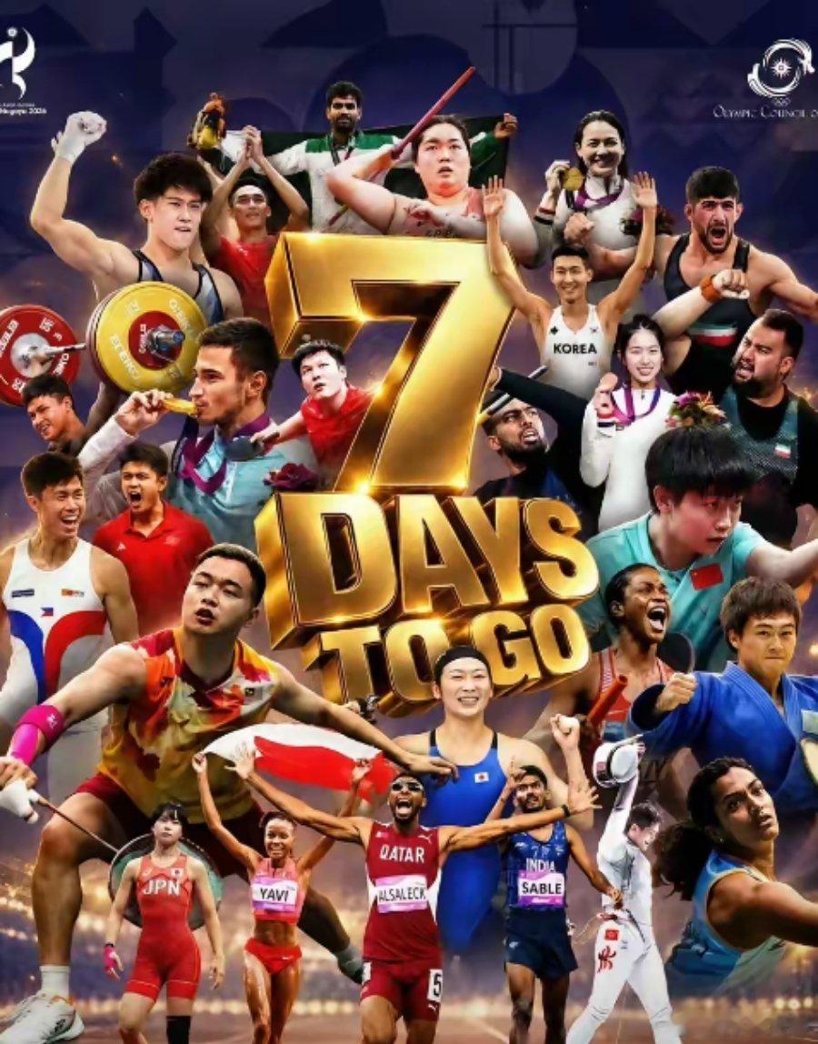 亚运会倒计时宣传海报，孙颖莎在，樊振东怎么也在！亚奥理事会发布了，倒计时七天的宣
