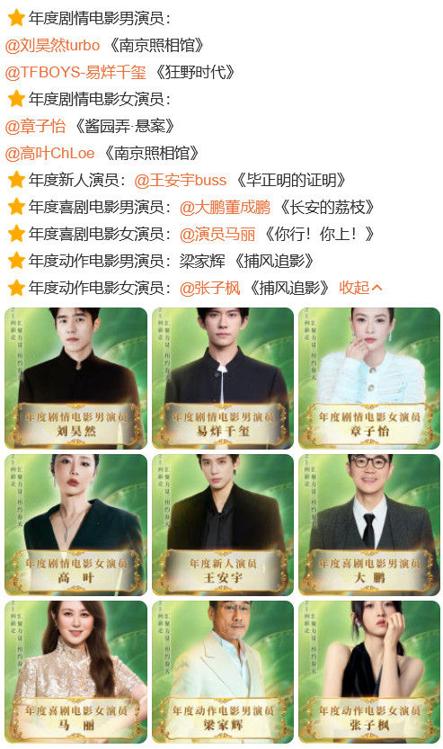 这个“CMG中国电影盛典”不仅奖项类目多，还开出各种双黄蛋，第一届就产生了4影