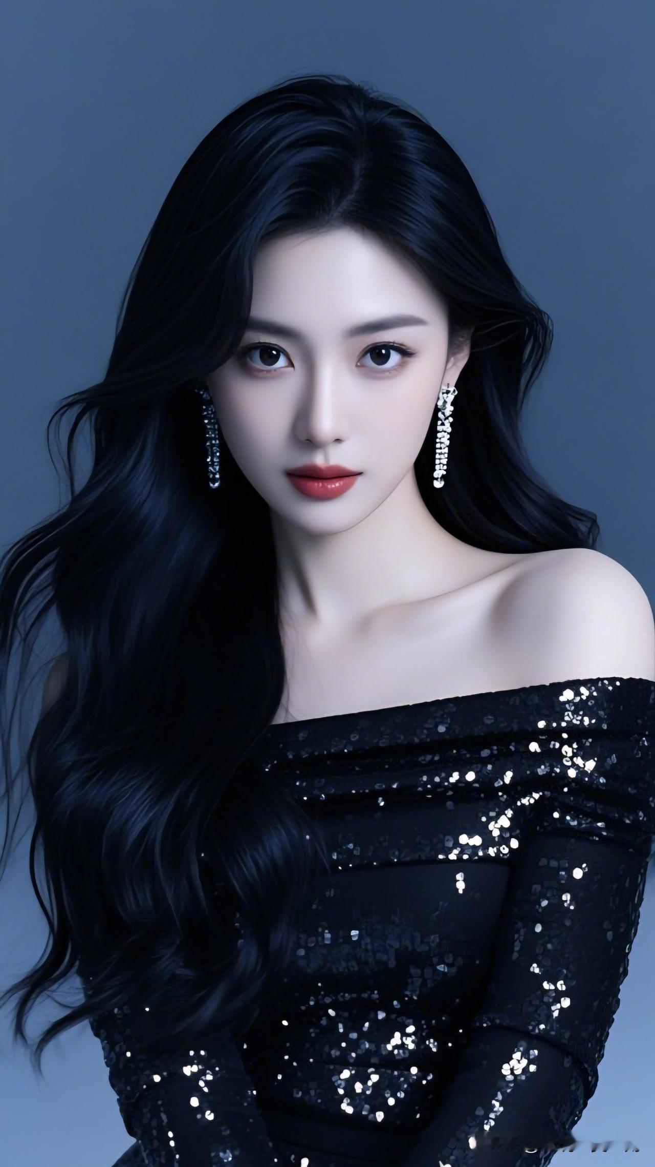 黑发如瀑，红唇似火。如何穿搭才能展现气质和高贵?黑发红唇，闪耀的星空晚礼服，优