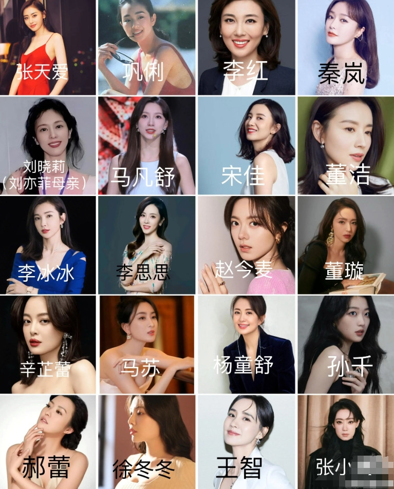 下图里20位出生于东北的女明星，你觉得谁颜值最高？谁颜值相对垫底？