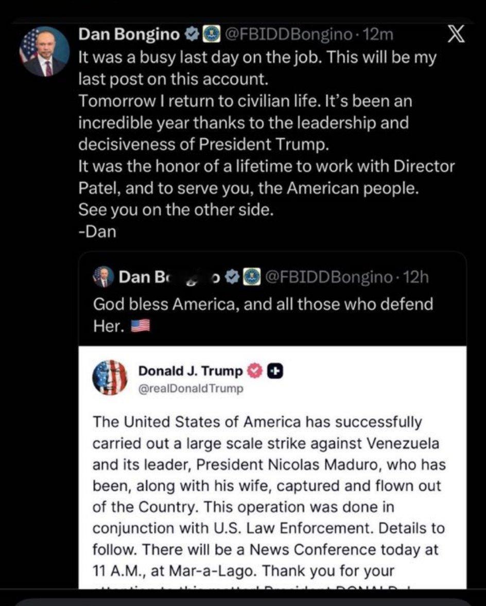 FBI副局长丹邦吉诺正式离职。惜哉！